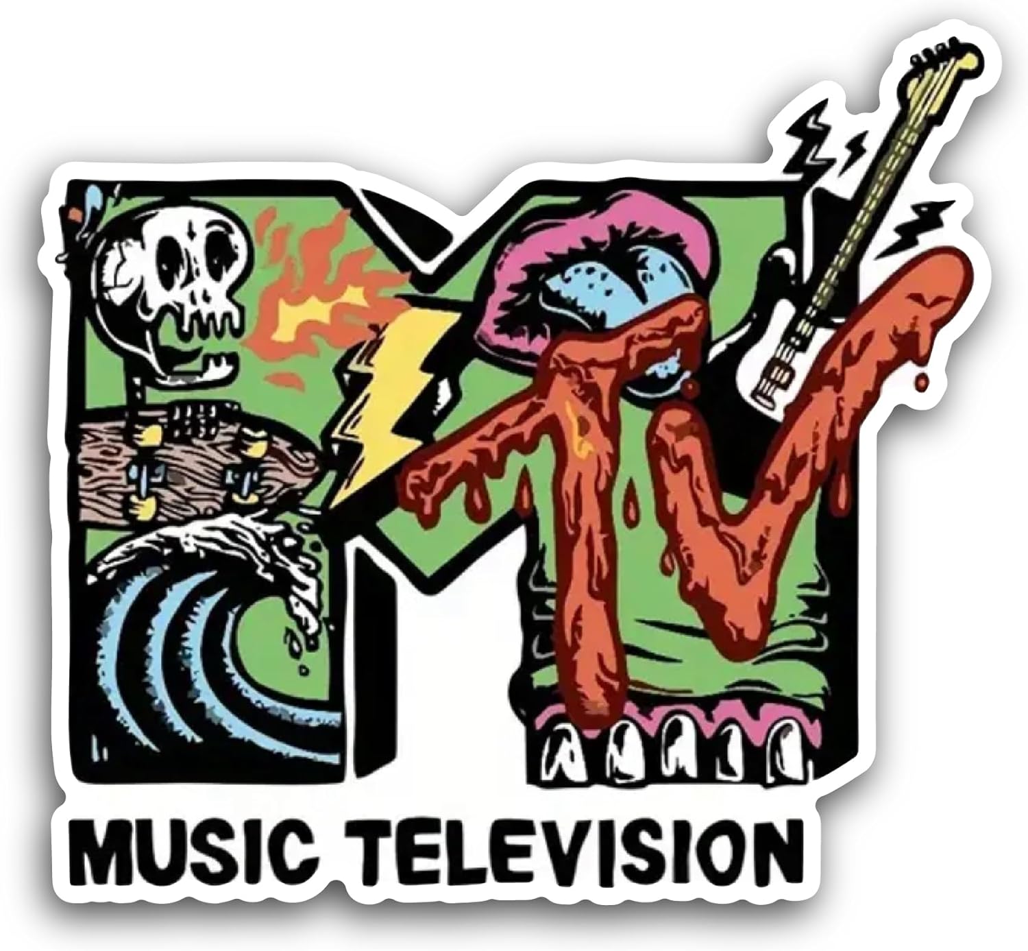 2 (Pieces) 3" and 5" Retro MTV Music Television Sticker, Waterproof Vinyl Decals for Many Purpose Like Cars, Trucks, Laptops, Phones, Windows and More