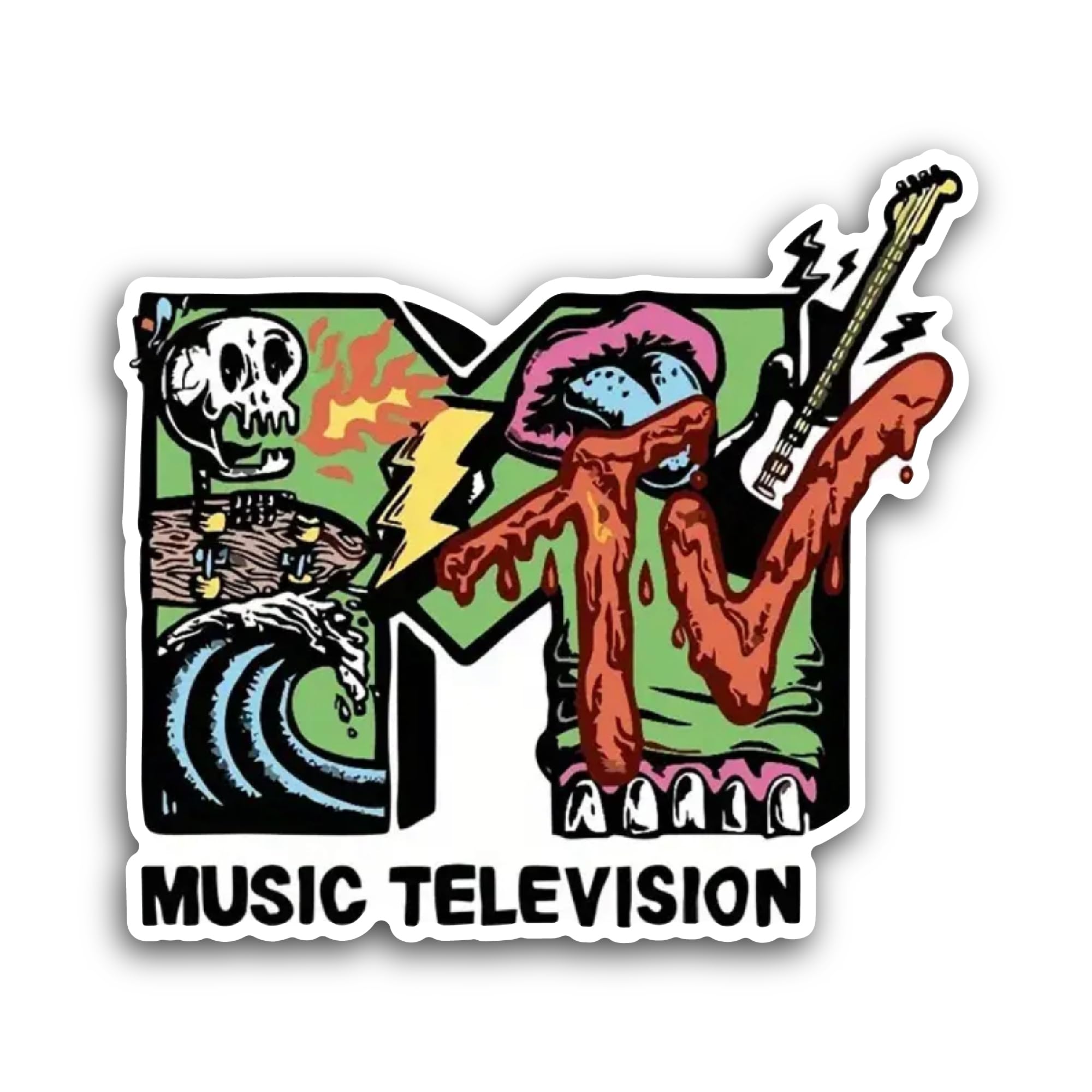 2 (Pieces) 3" and 5" Retro MTV Music Television Sticker, Waterproof Vinyl Decals for Many Purpose Li