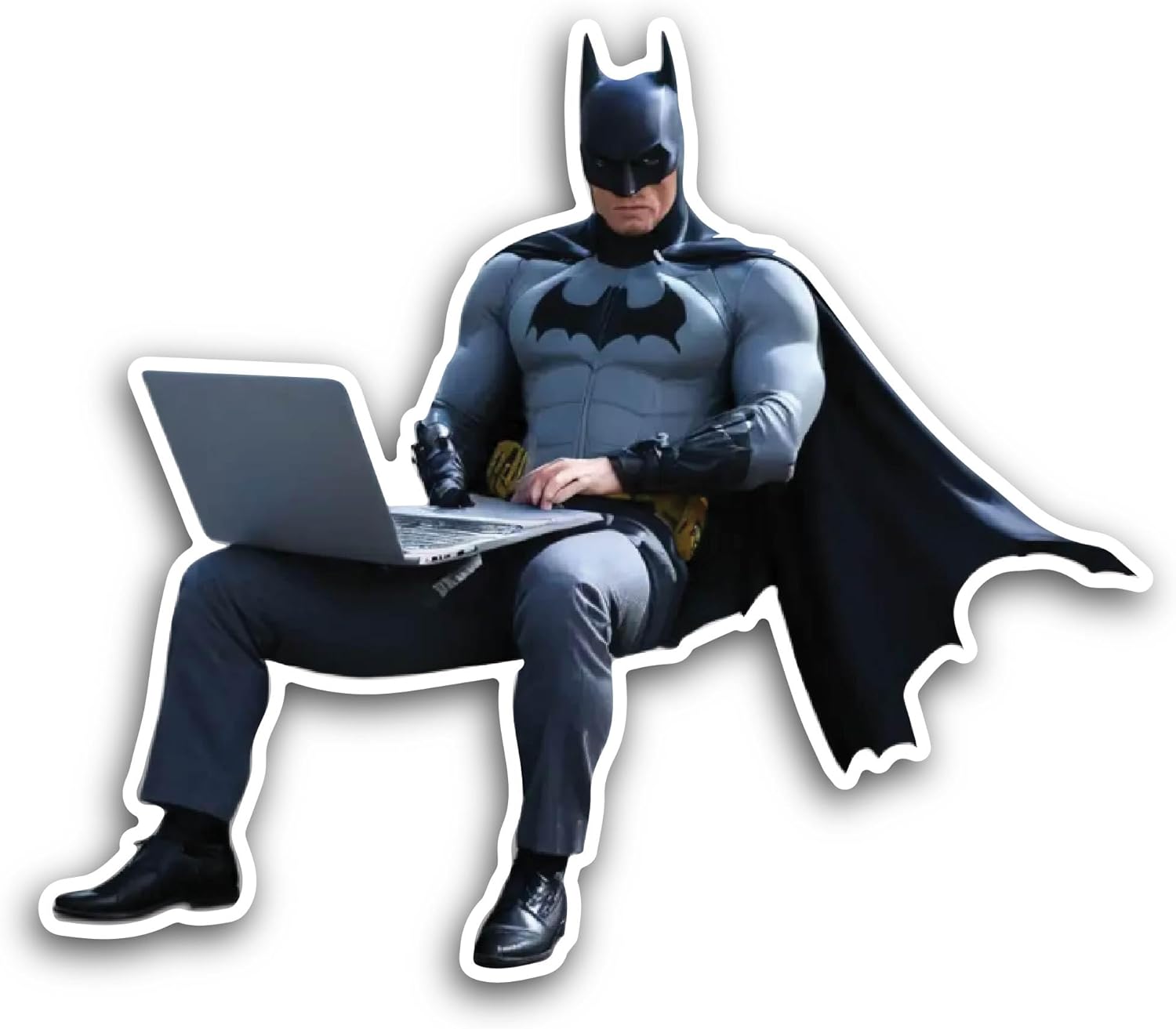 2 (Pieces) 3" and 5" Batman with Laptop Sticker, Waterproof Vinyl Decals for Many Purpose Like Cars, Trucks, Laptops, Phones, Windows and More