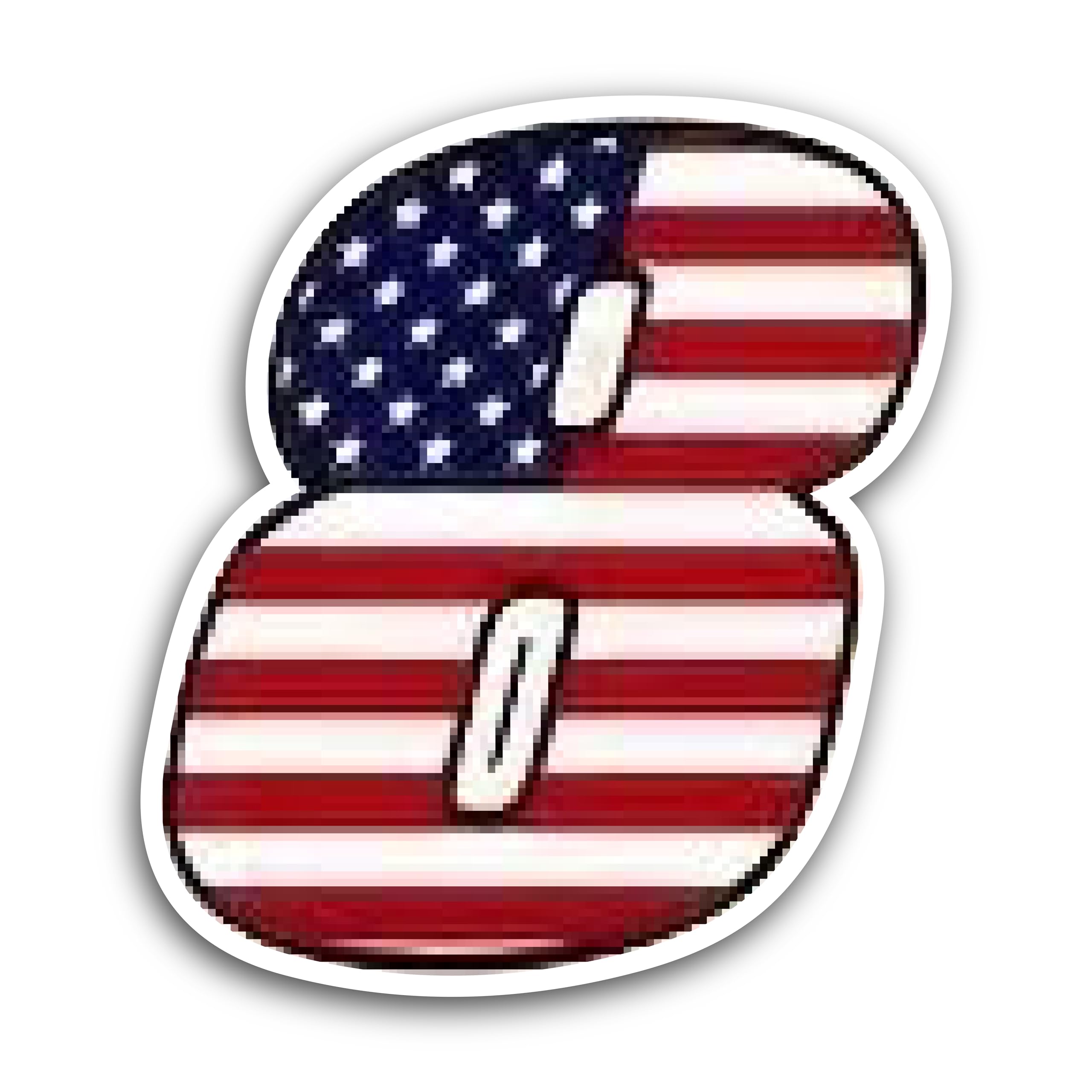 2 (Pieces) 3" and 5" Number Eight in American Flag Color Decal Sticker, Waterproof Vinyl Decals for 