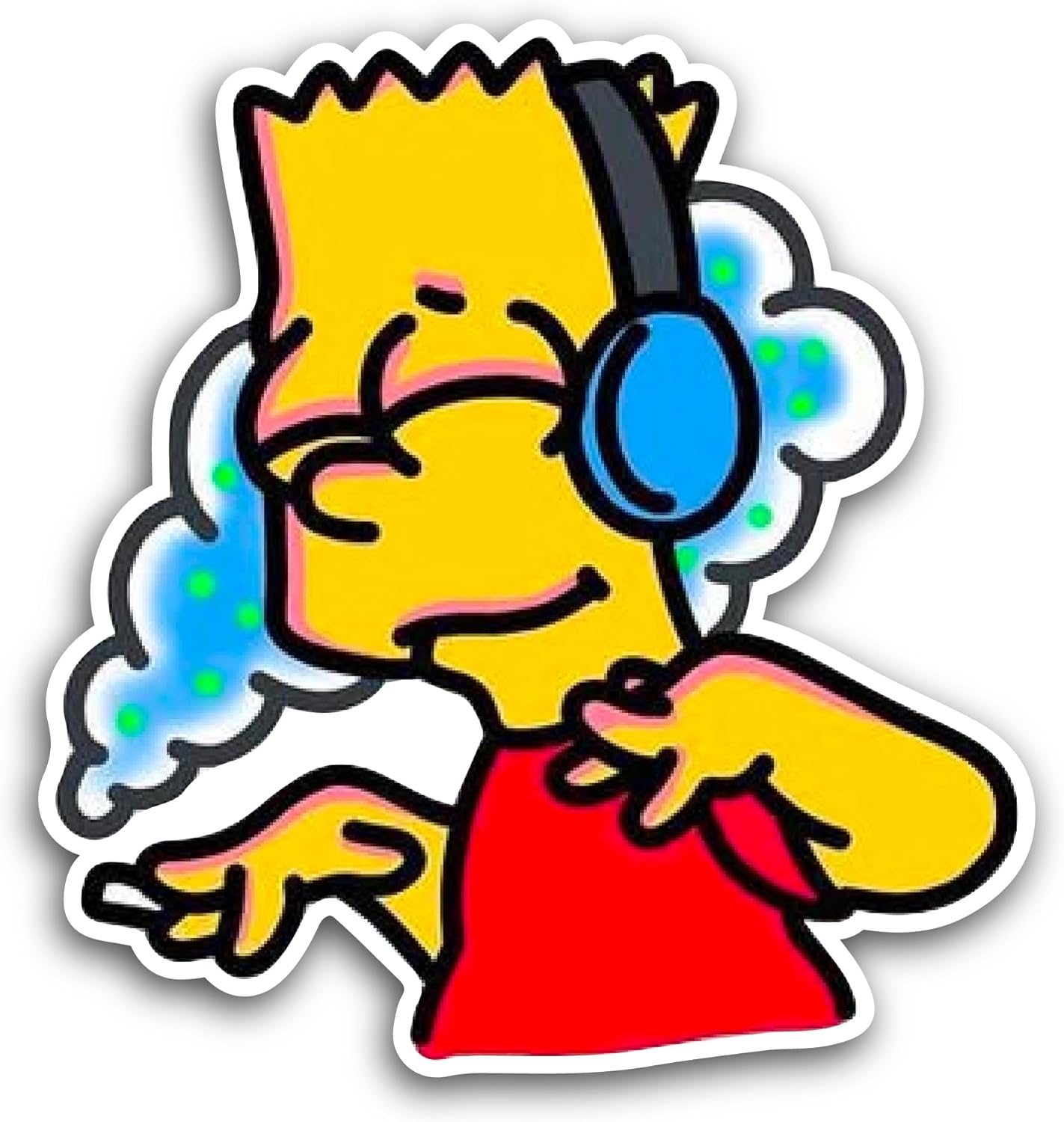 2 (Pieces) 3" and 5" Simps0n in Headphones Sticker, Waterproof Vinyl Decals for Many Purpose Like Cars, Trucks, Laptops, Phones, Windows and More
