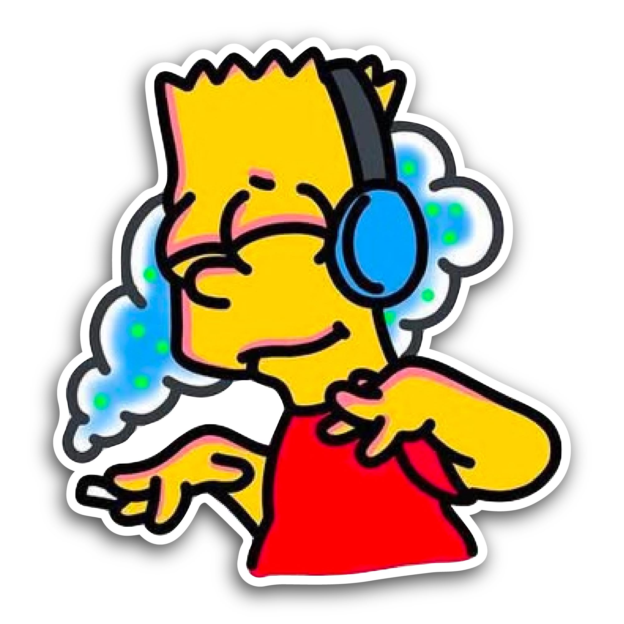 2 (Pieces) 3" and 5" Simps0n in Headphones Sticker, Waterproof Vinyl Decals for Many Purpose Like Ca