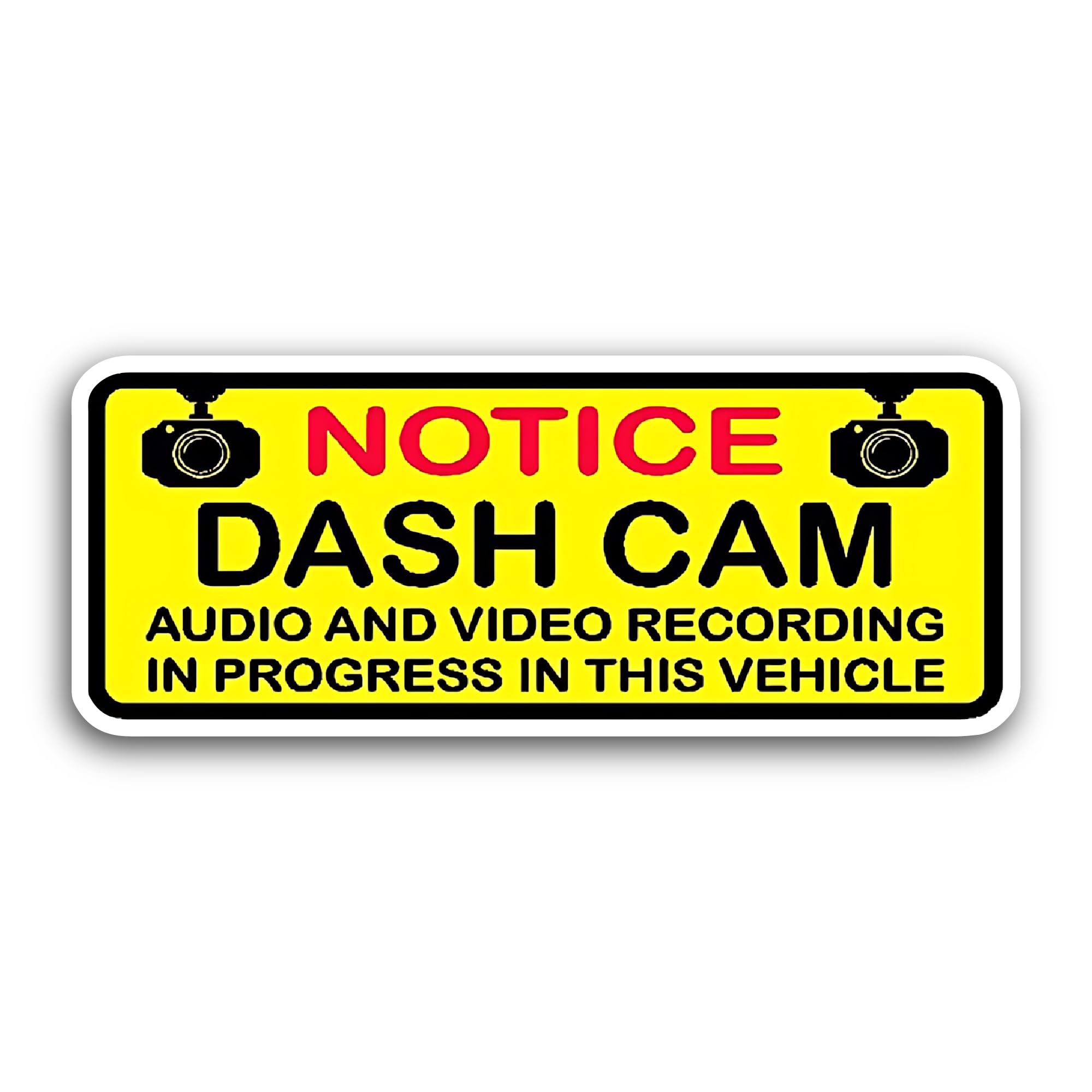 2 (Pieces) 3" and 5" Notice Dash Cam Sticker, Waterproof Vinyl Decals for Many Purpose Like Cars, Tr