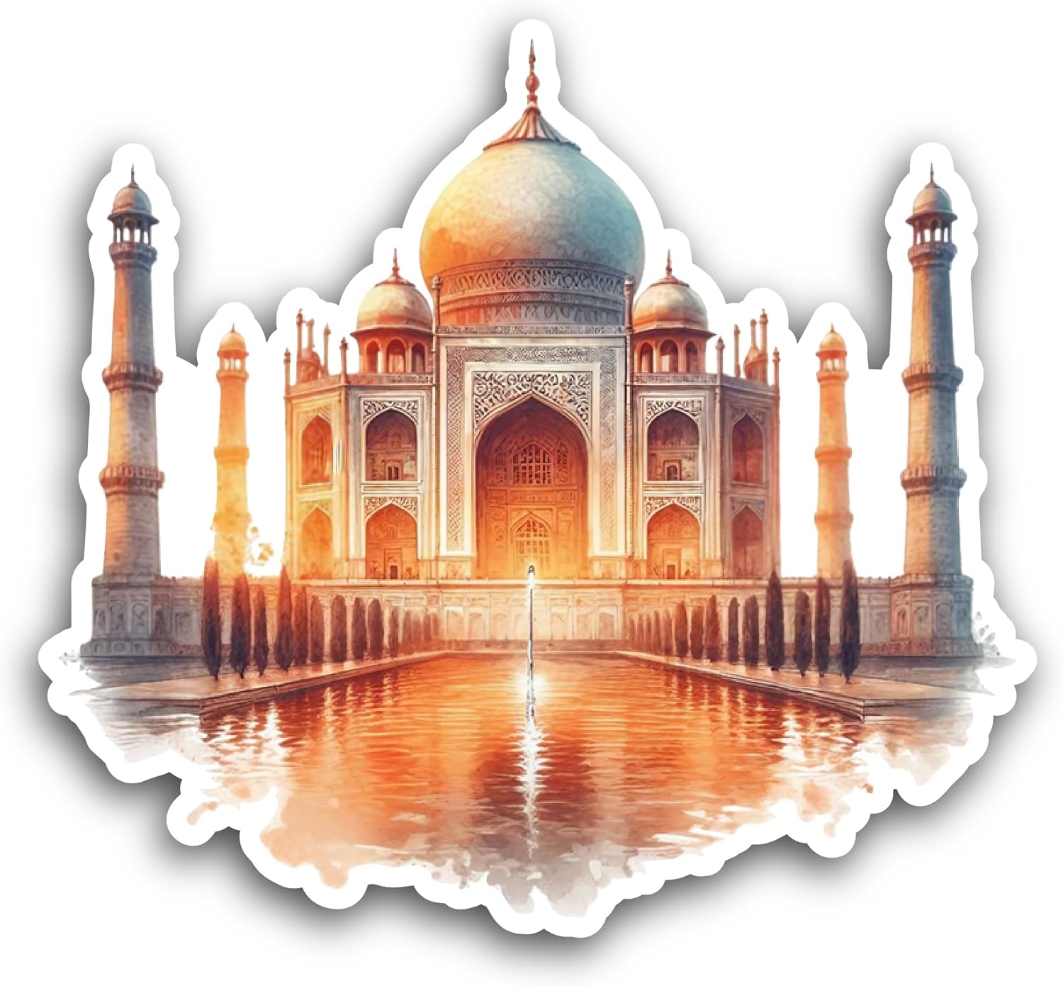 2 (Pieces) 3" and 5" Taj Mahal Sticker, Waterproof Vinyl Decals for Many Purpose Like Cars, Trucks, Laptops, Phones, Windows and More