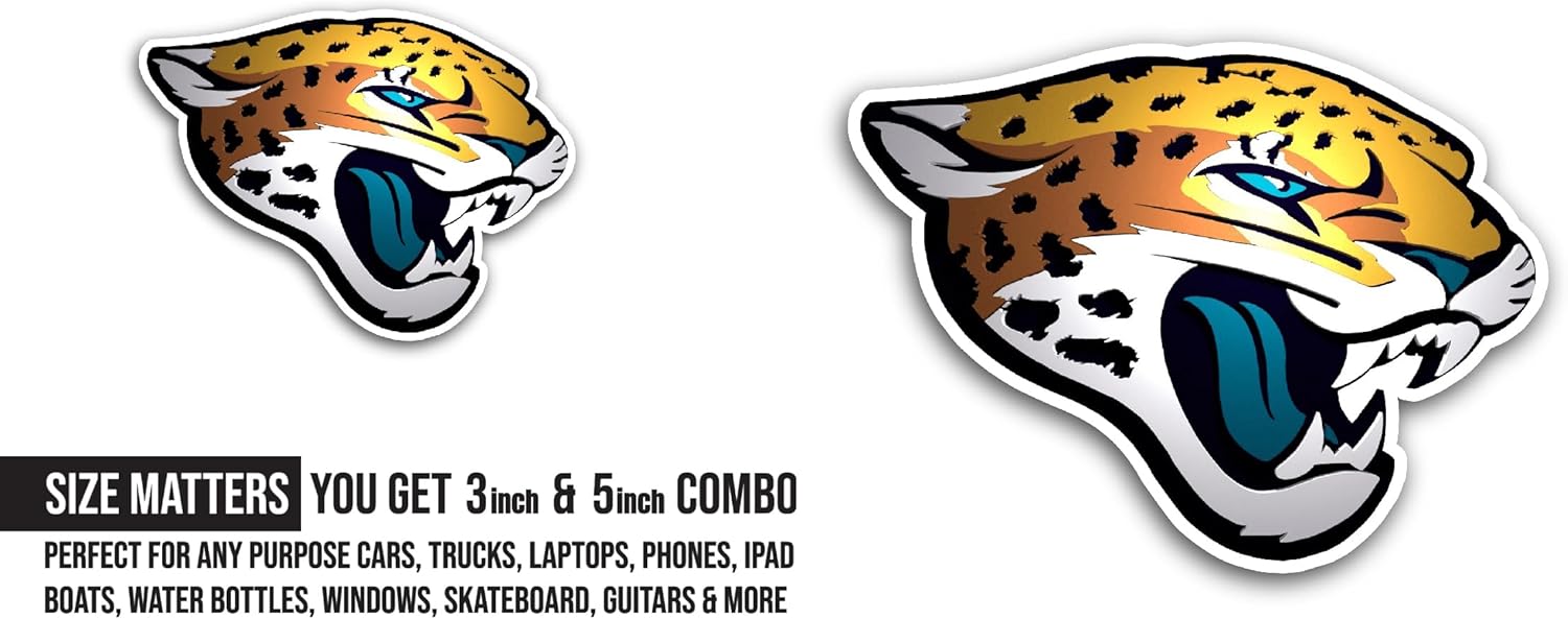 2 (Pieces) 3" and 5" Jacks0nville Jaguars Decal Sticker, Waterproof Vinyl Decals for Many Purpose Like Cars, Trucks, Laptops, Phones, Windows and More