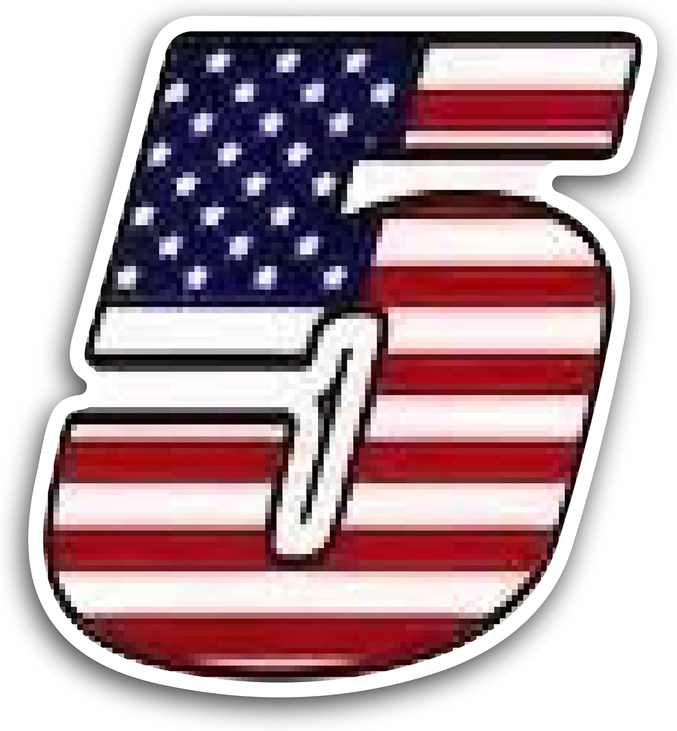 2 (Pieces) 3" and 5" Number Five in American Flag Color Decal Sticker, Waterproof Vinyl Decals for Many Purpose Like Cars, Trucks, Laptops, Phones, Windows and More