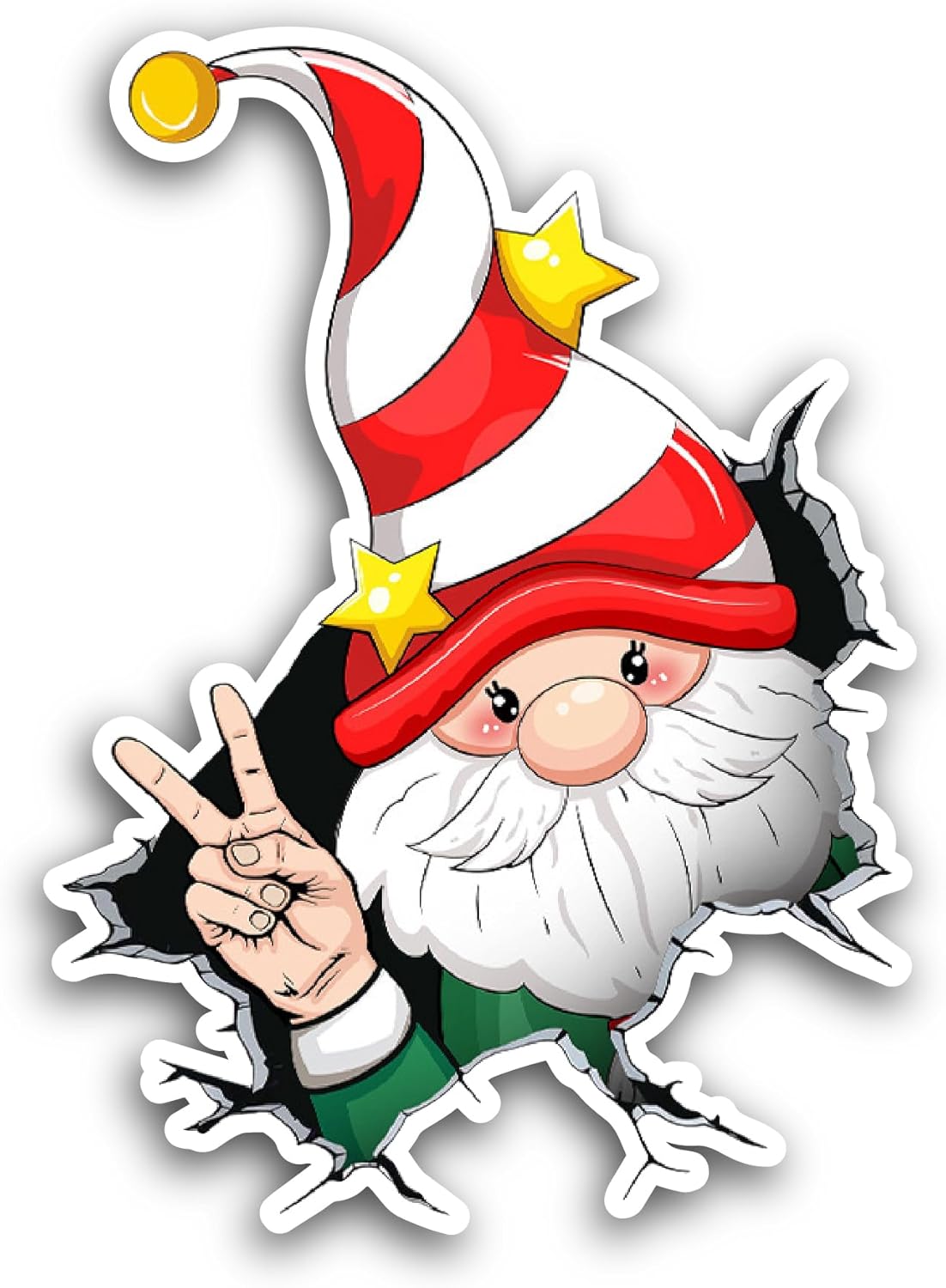 2 (Pieces) 3" and 5" Santa Claus Elf Sticker, Waterproof Vinyl Decals for Many Purpose Like Cars, Trucks, Laptops, Phones, Windows and More