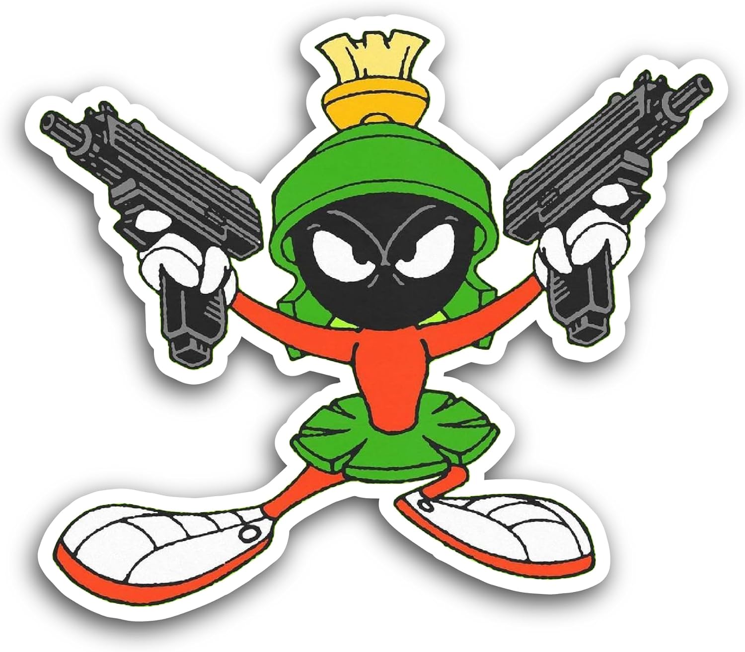 2 (Pieces) 3" and 5" Cartoon Character with Guns Sticker, Waterproof Vinyl Decals for Many Purpose Like Cars, Trucks, Laptops, Phones, Windows and More