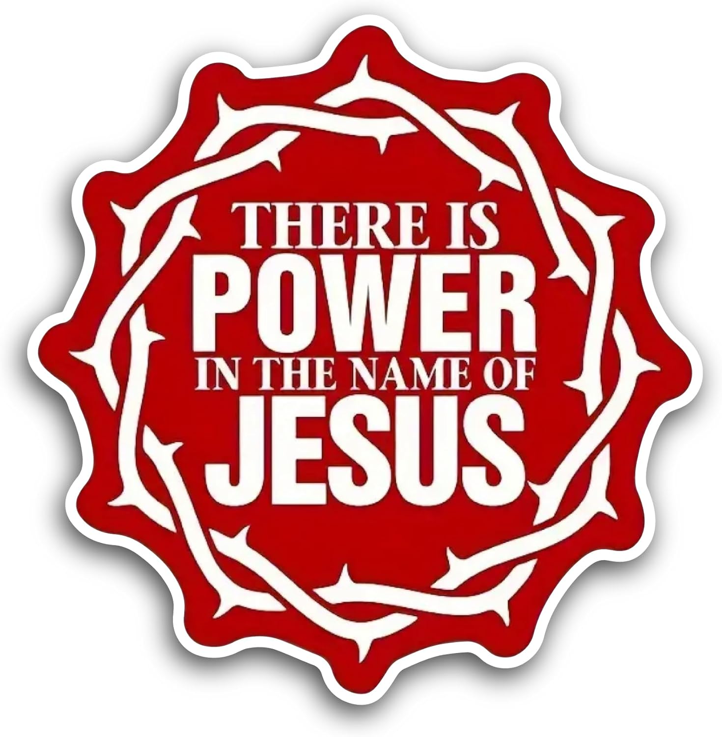 2 (Pieces) 3" and 5" There Is Power In The Name Of Jesus Text Sticker, Waterproof Vinyl Decals for Many Purpose Like Cars, Trucks, Laptops, Phones, Windows and More
