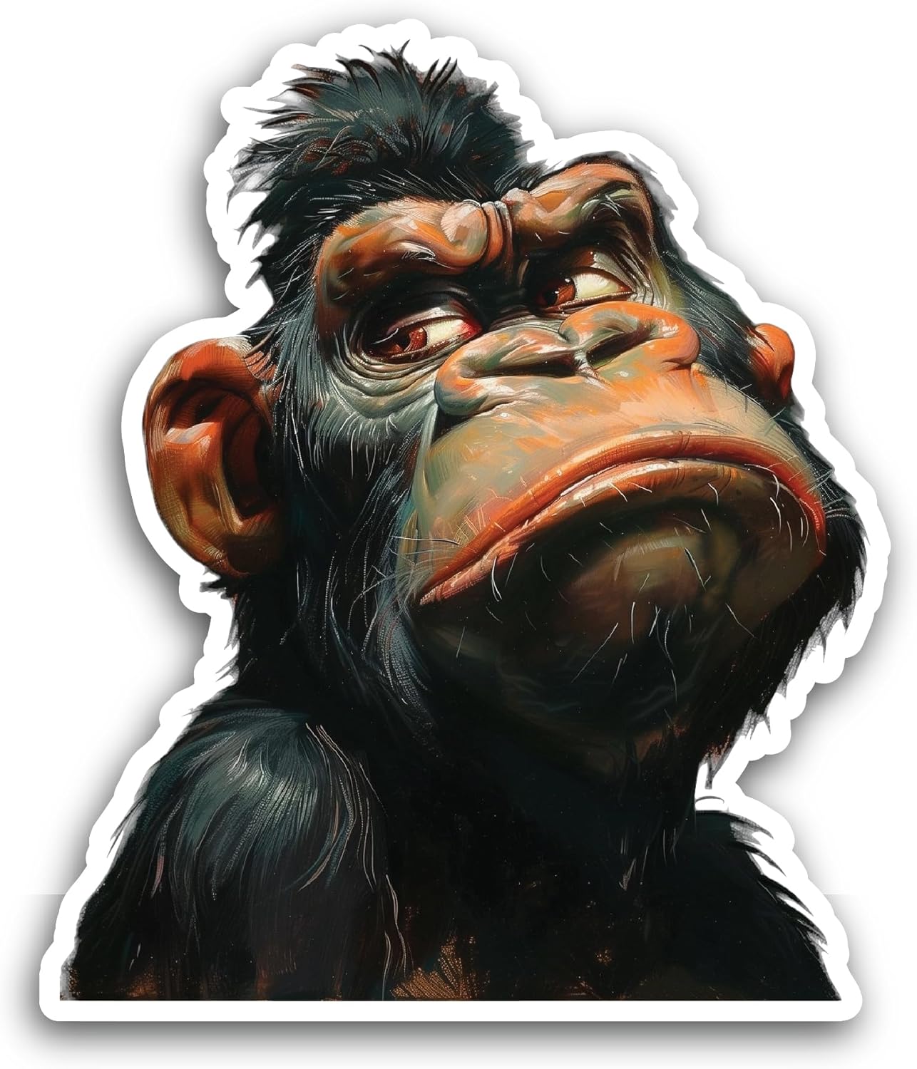 2 (Pieces) 3" and 5" Monkey Head Sticker, Waterproof Vinyl Decals for Many Purpose Like Cars, Trucks, Laptops, Phones, Windows and More