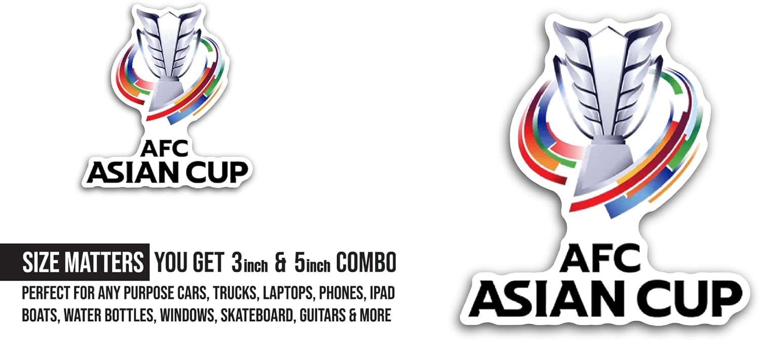 2 (Pieces) 3" and 5" AFC Asian Cup Sticker, Waterproof Vinyl Decals for Many Purpose Like Cars, Trucks, Laptops, Phones, Windows and More