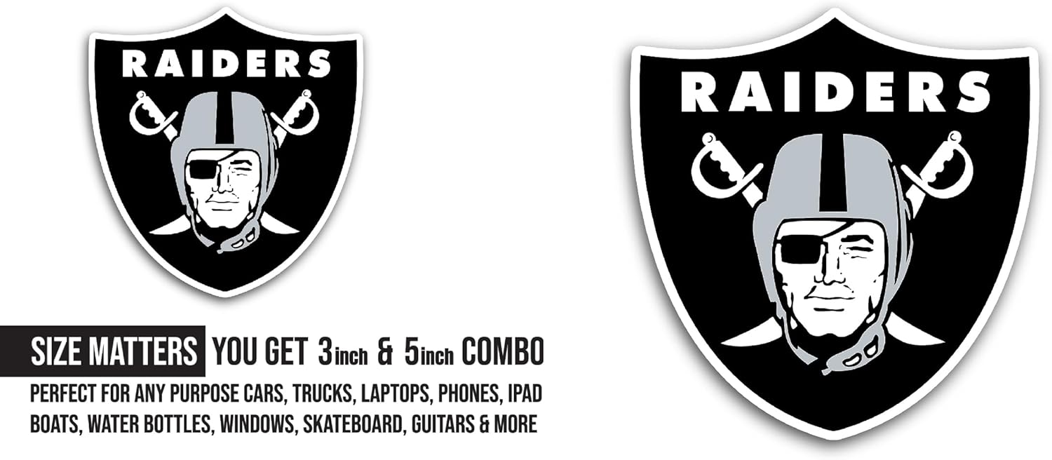 2 (Pieces) 3" and 5" Las Veg@s Raiders Decal Sticker, Waterproof Vinyl Decals for Many Purpose Like Cars, Trucks, Laptops, Phones, Windows and More