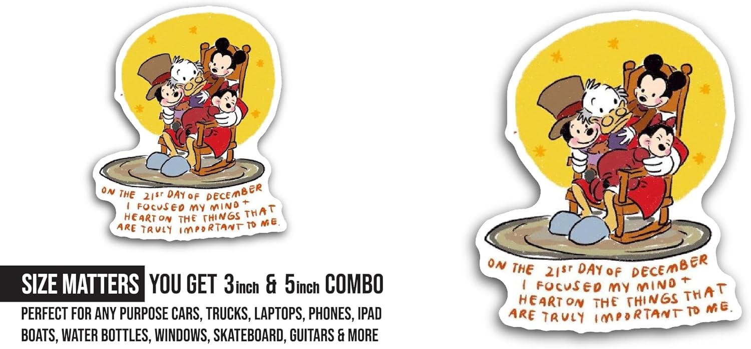 2 (Pieces) 3" and 5" Mouse and Friends Sticker, Waterproof Vinyl Decals for Many Purpose Like Cars, Trucks, Laptops, Phones, Windows and More