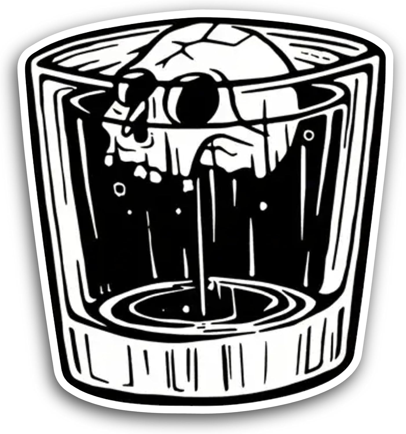 2 (Pieces) 3" and 5" Skull in Glass Sticker, Waterproof Vinyl Decals for Many Purpose Like Cars, Trucks, Laptops, Phones, Windows and More