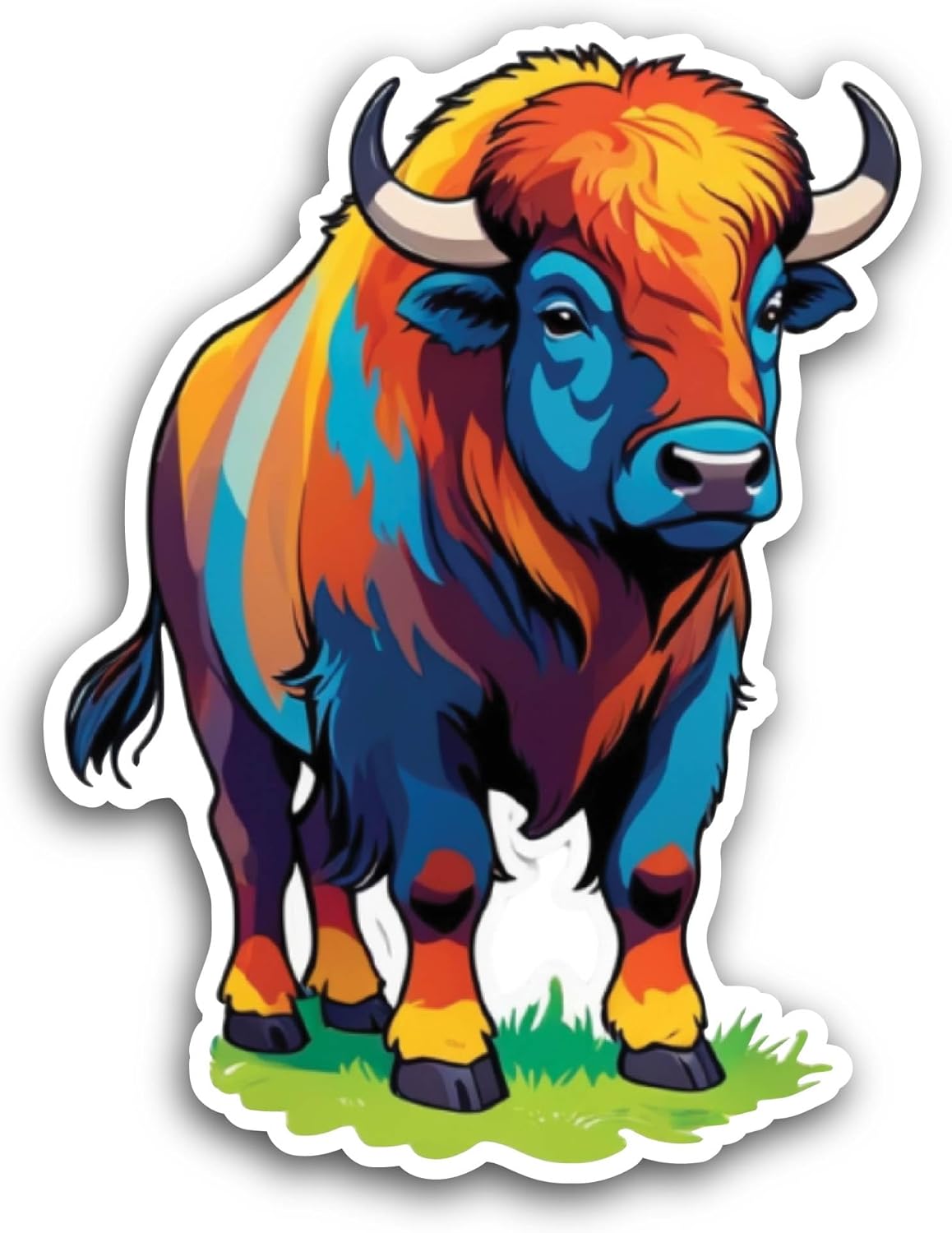 2 (Pieces) 3" and 5" Colorful Bison Sticker, Waterproof Vinyl Decals for Many Purpose Like Cars, Trucks, Laptops, Phones, Windows and More