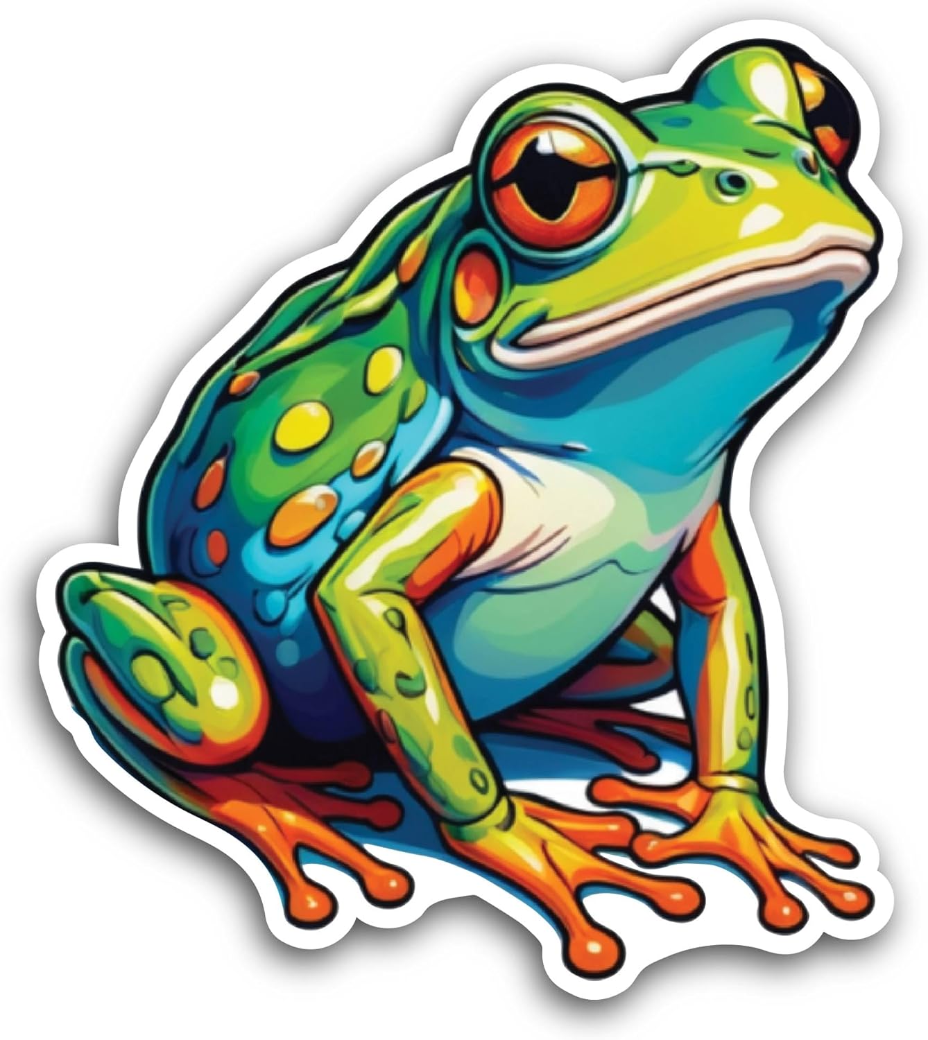 2 (Pieces) 3" and 5" Cartoon Frog Sticker, Waterproof Vinyl Decals for Many Purpose Like Cars, Trucks, Laptops, Phones, Windows and More