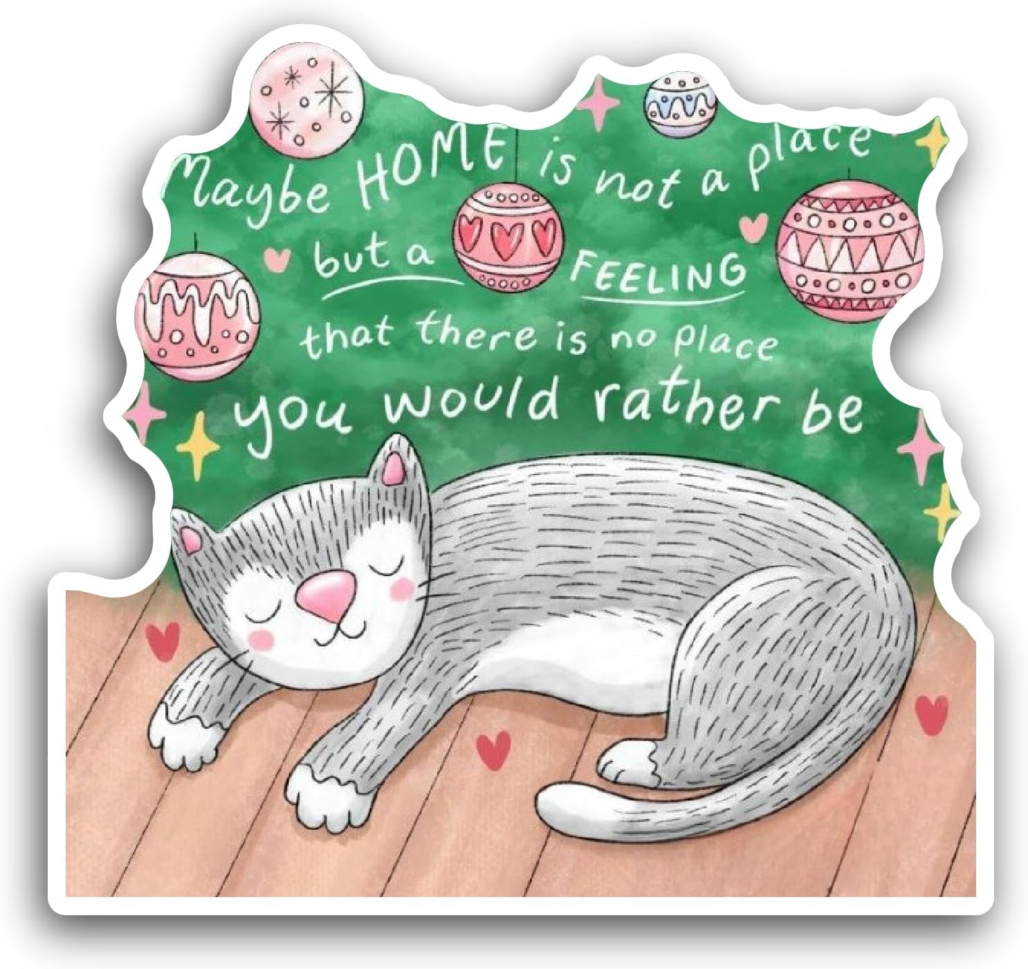 2 (Pieces) 3" and 5" Cat Sleeping Sticker, Waterproof Vinyl Decals for Many Purpose Like Cars, Trucks, Laptops, Phones, Windows and More