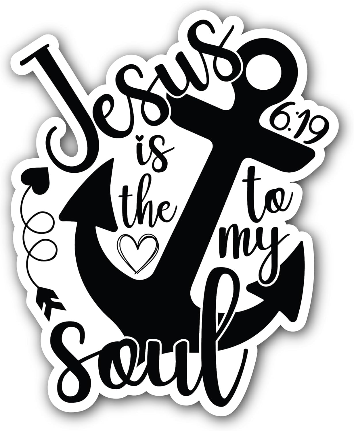 2 (Pieces) 3" and 5" Jesus is The Anchor to My Soul Sticker, Waterproof Vinyl Decals for Many Purpose Like Cars, Trucks, Laptops, Phones, Windows and More