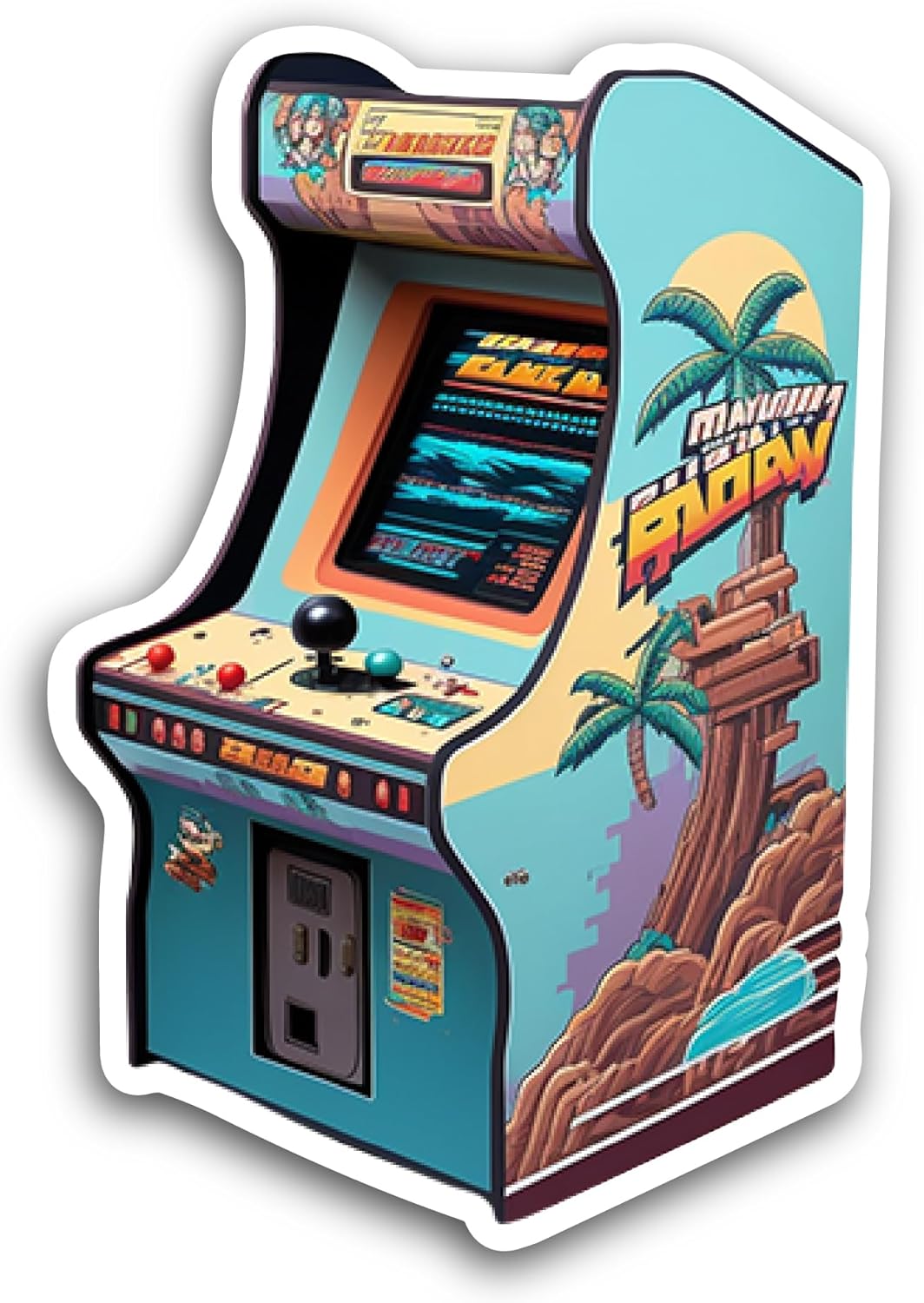 2 (Pieces) 3" and 5" Video Games Fighting Machine Sticker, Waterproof Vinyl Decals for Many Purpose Like Cars, Trucks, Laptops, Phones, Windows and More