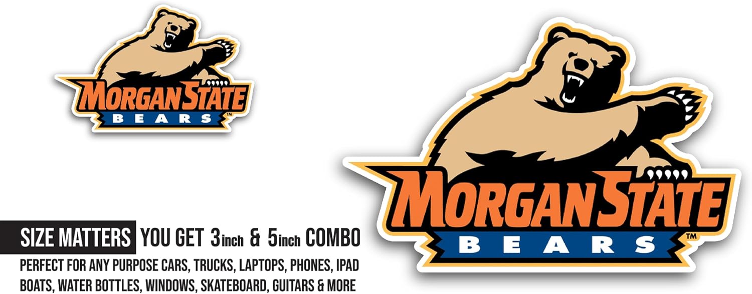 2 (Pieces) 3" and 5" M0rgan State Bears Sticker, Waterproof Vinyl Decals for Many Purpose Like Cars, Trucks, Laptops, Phones, Windows and More