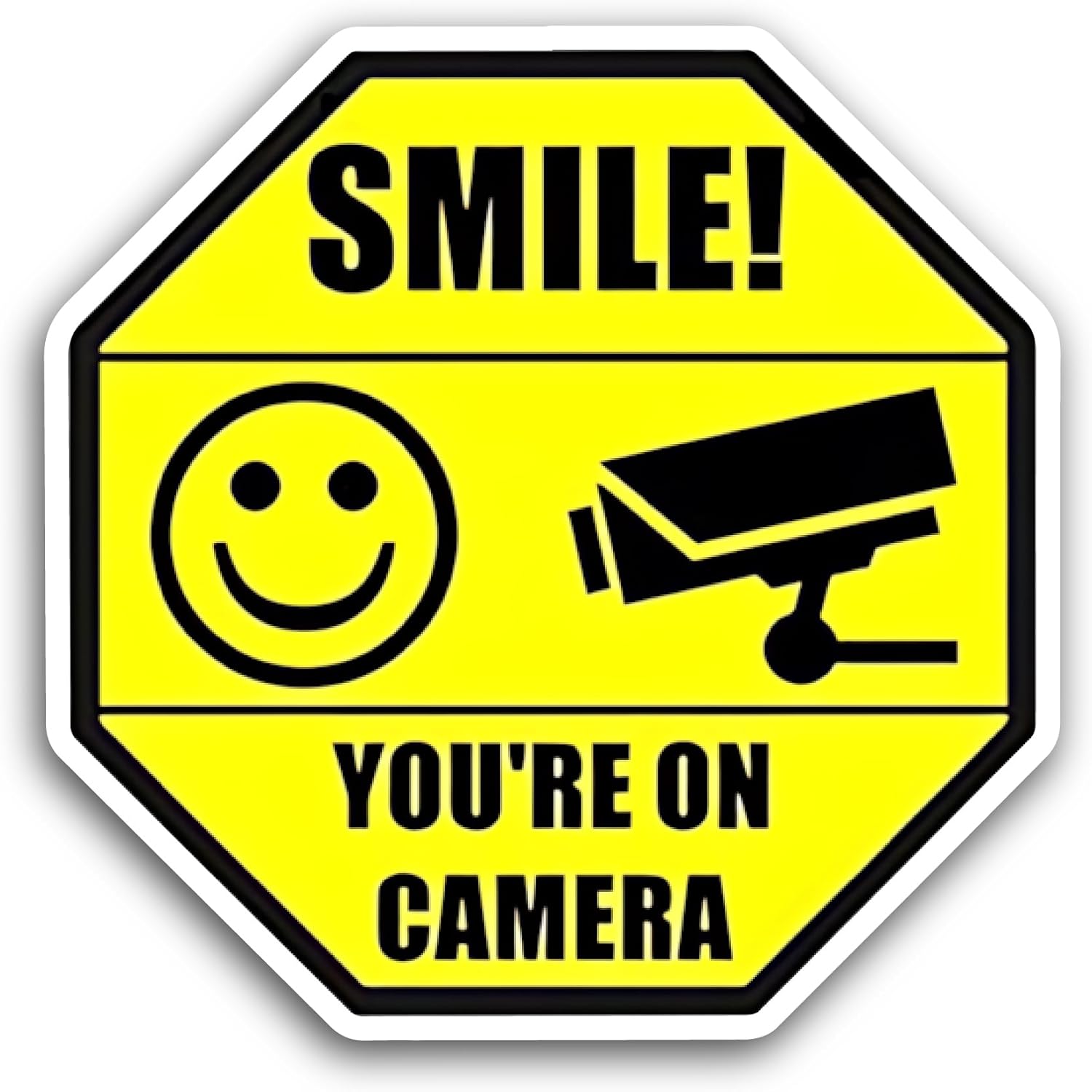 2 (Pieces) 3" and 5" Smile You’re On Camera Sticker, Waterproof Vinyl Decals for Many Purpose Like Cars, Trucks, Laptops, Phones, Windows and More