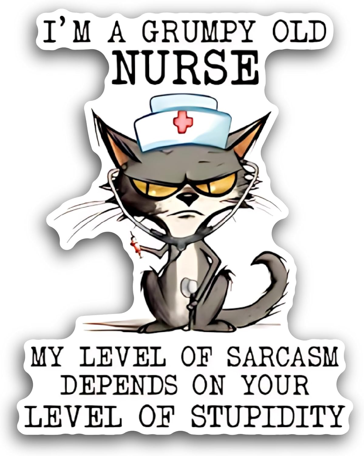 2 (Pieces) 3" and 5" I'm A Grumpy Old Nurse Sticker, Waterproof Vinyl Decals for Many Purpose Like Cars, Trucks, Laptops, Phones, Windows and More