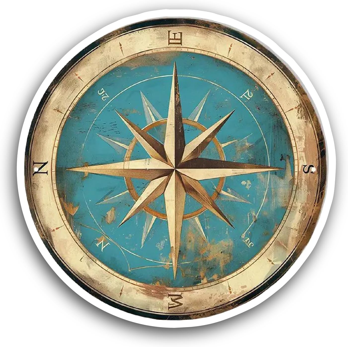 2 (Pieces) 3" and 5" Watercolor Compass Sticker, Waterproof Vinyl Decals for Many Purpose Like Cars, Trucks, Laptops, Phones, Windows and More