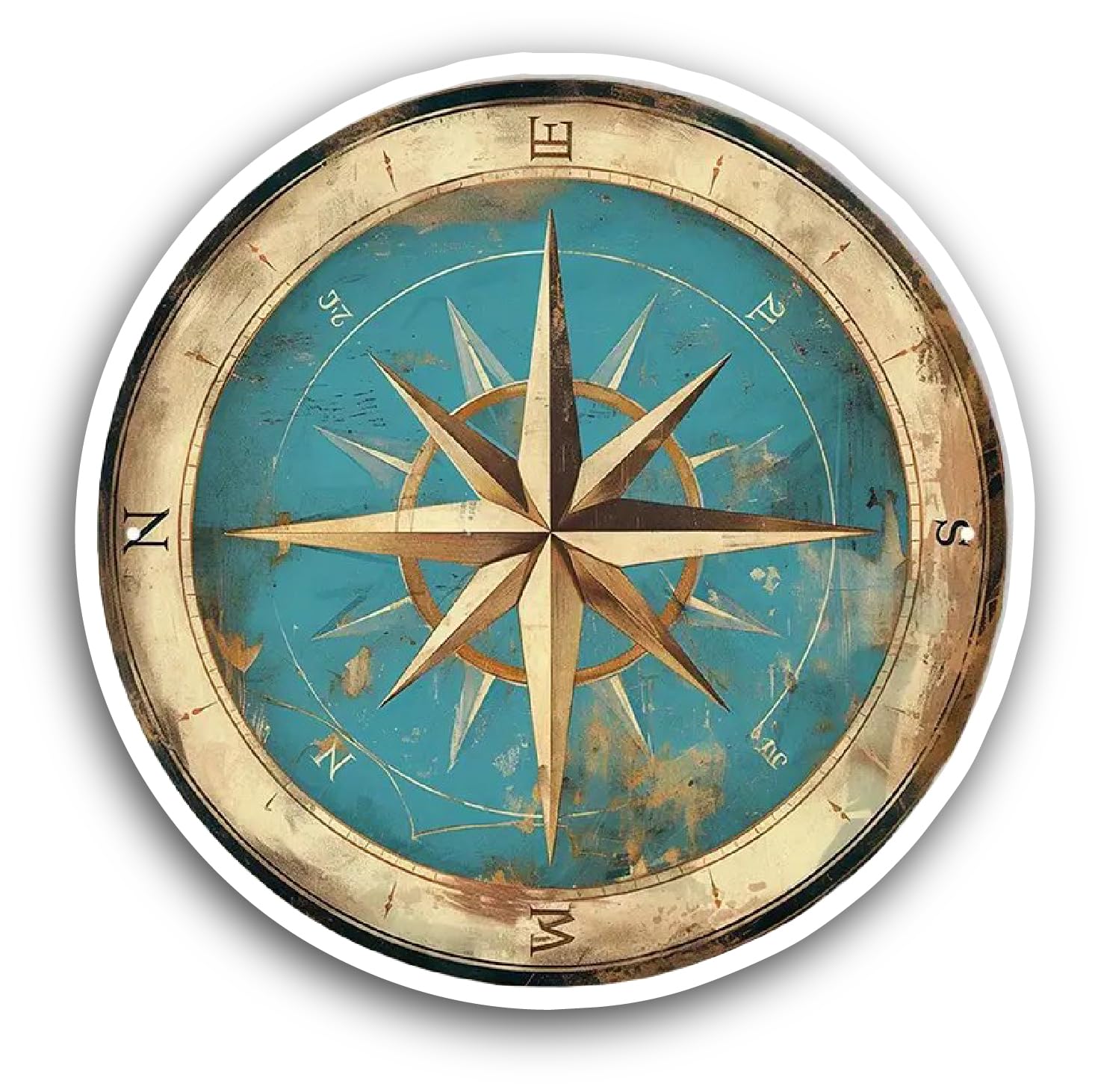 2 (Pieces) 3" and 5" Watercolor Compass Sticker, Waterproof Vinyl Decals for Many Purpose Like Cars,