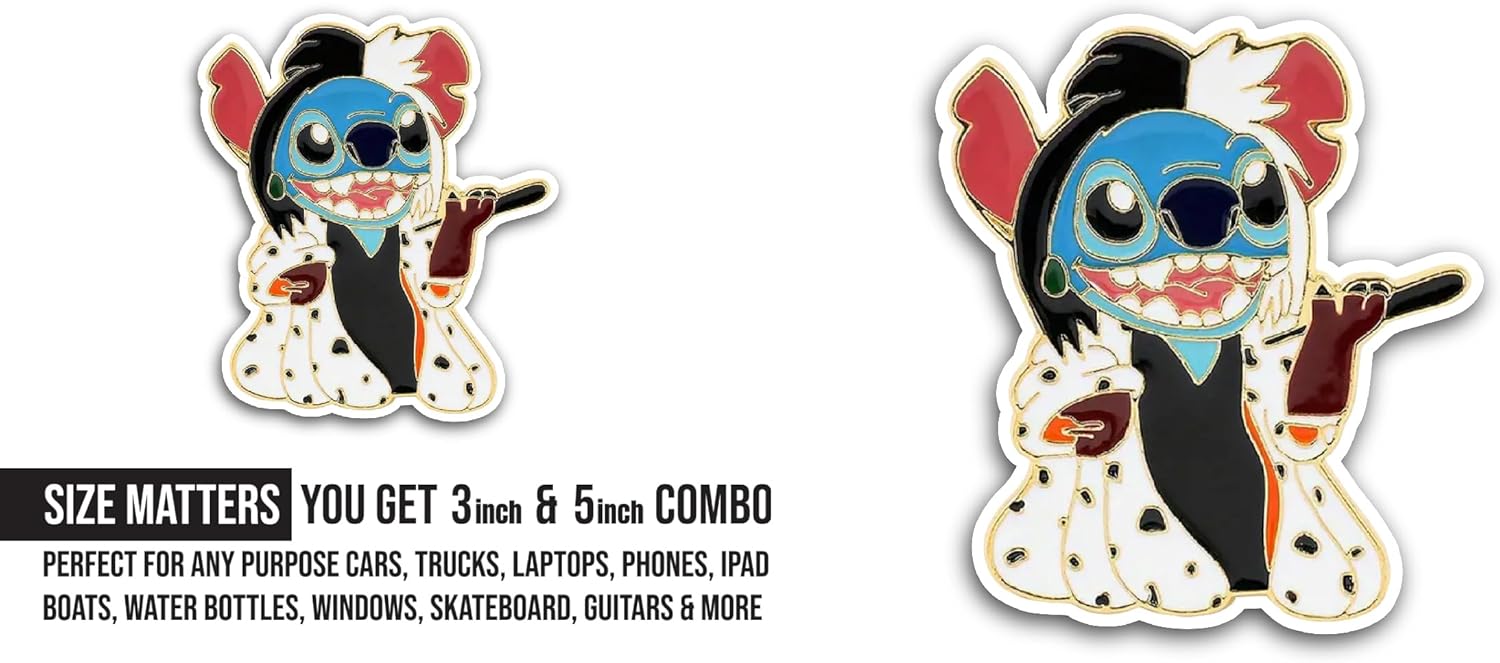 2 (Pieces) 3" and 5" Cartoon Character with Blue Face Sticker, Waterproof Vinyl Decals for Many Purpose Like Cars, Trucks, Laptops, Phones, Windows and More