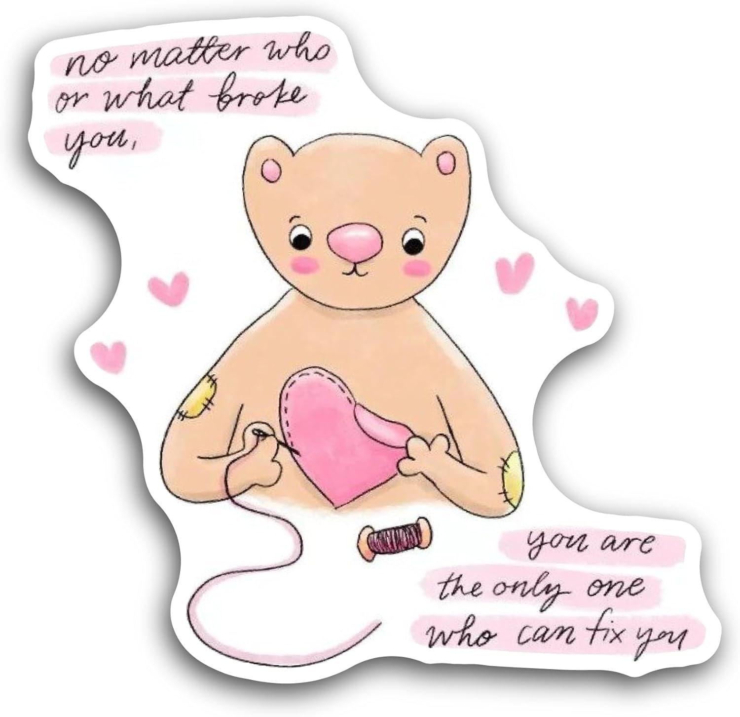 2 (Pieces) 3" and 5" Cute Bear with Heart Sticker, Waterproof Vinyl Decals for Many Purpose Like Cars, Trucks, Laptops, Phones, Windows and More