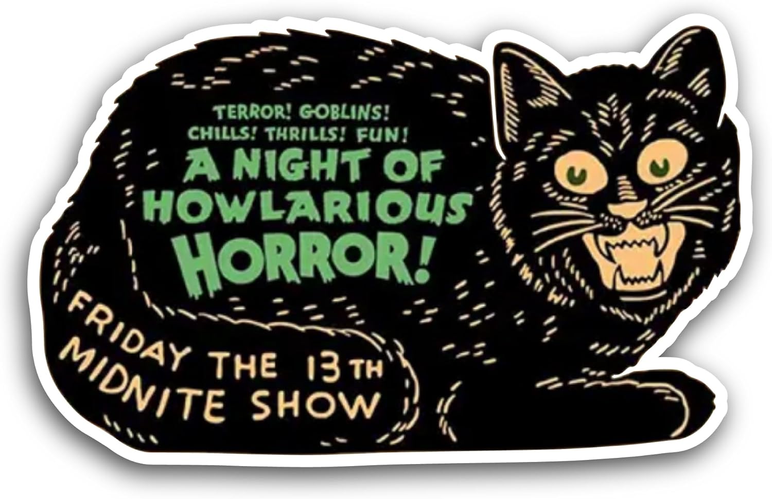 2 (Pieces) 3" and 5" Halloween Black Cat Sticker, Waterproof Vinyl Decals for Many Purpose Like Cars, Trucks, Laptops, Phones, Windows and More