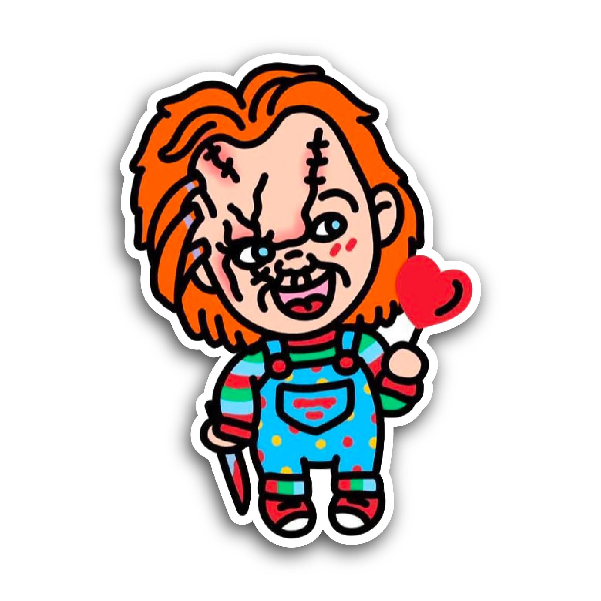 2 (Pieces) 3" and 5" Cartoon Chucky Sticker, Waterproof Vinyl Decals for Many Purpose Like Cars, Tru