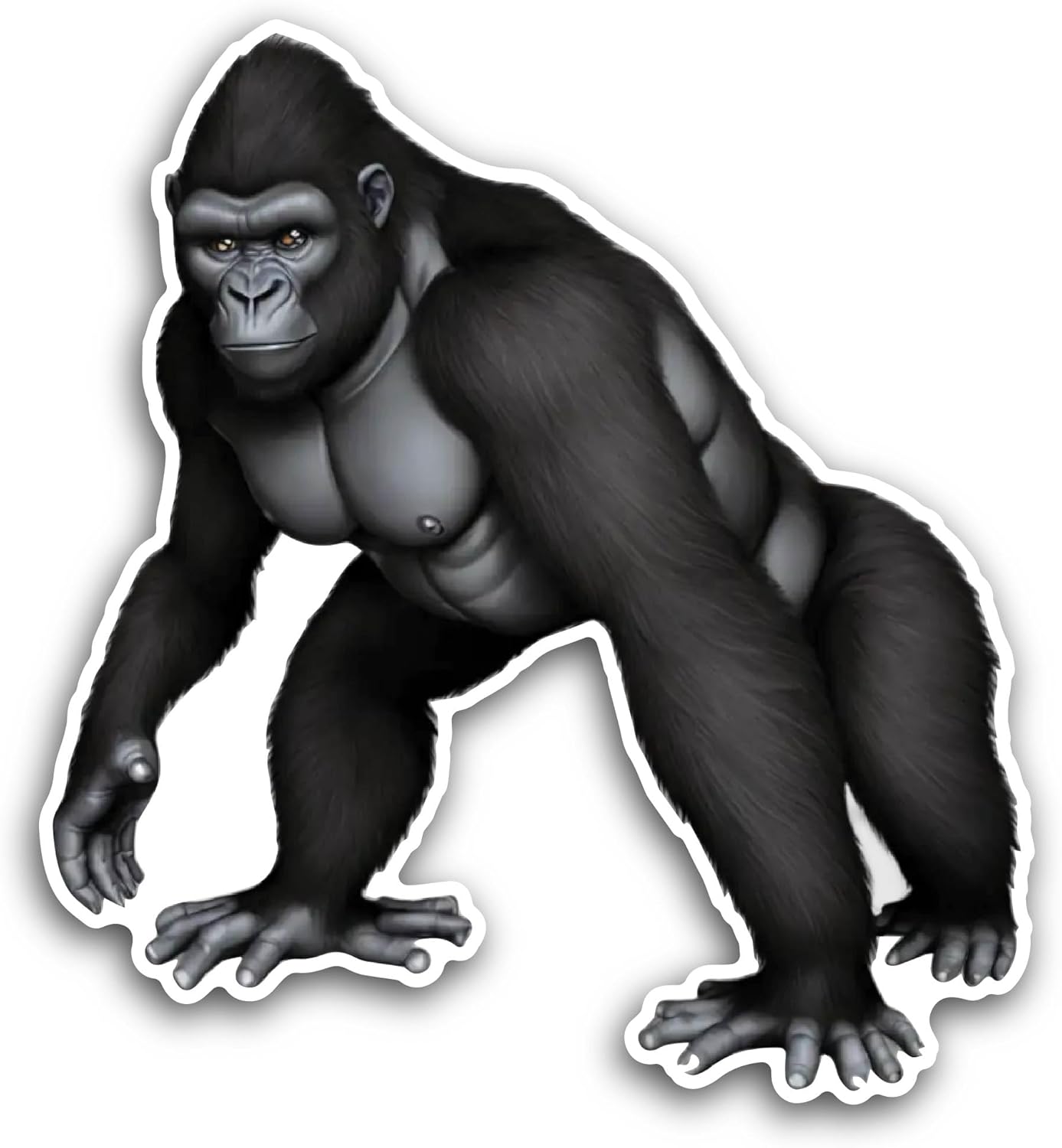 2 (Pieces) 3" and 5" Black Gorilla Sticker, Waterproof Vinyl Decals for Many Purpose Like Cars, Trucks, Laptops, Phones, Windows and More