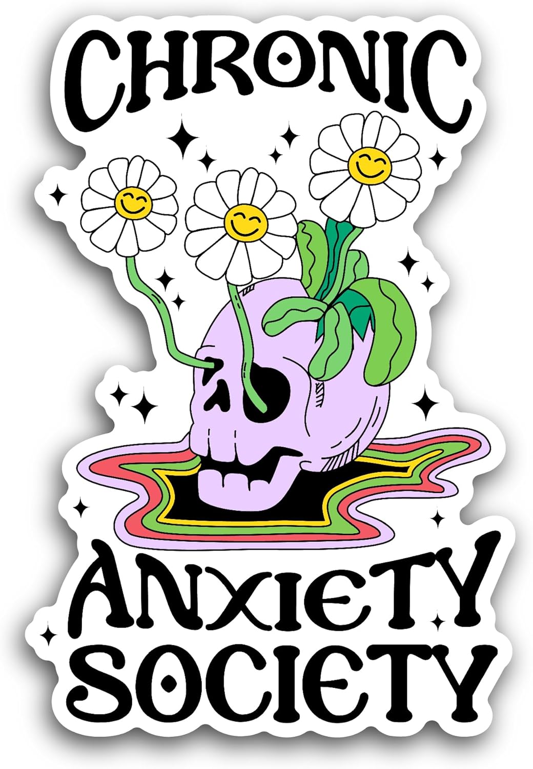 2 (Pieces) 3" and 5" Anxiety Society Sticker, Waterproof Vinyl Decals for Many Purpose Like Cars, Trucks, Laptops, Phones, Windows and More