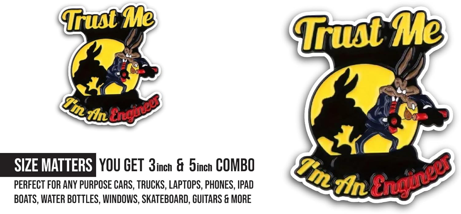 2 (Pieces) 3" and 5" Trust Me Sticker, Waterproof Vinyl Decals for Many Purpose Like Cars, Trucks, Laptops, Phones, Windows and More