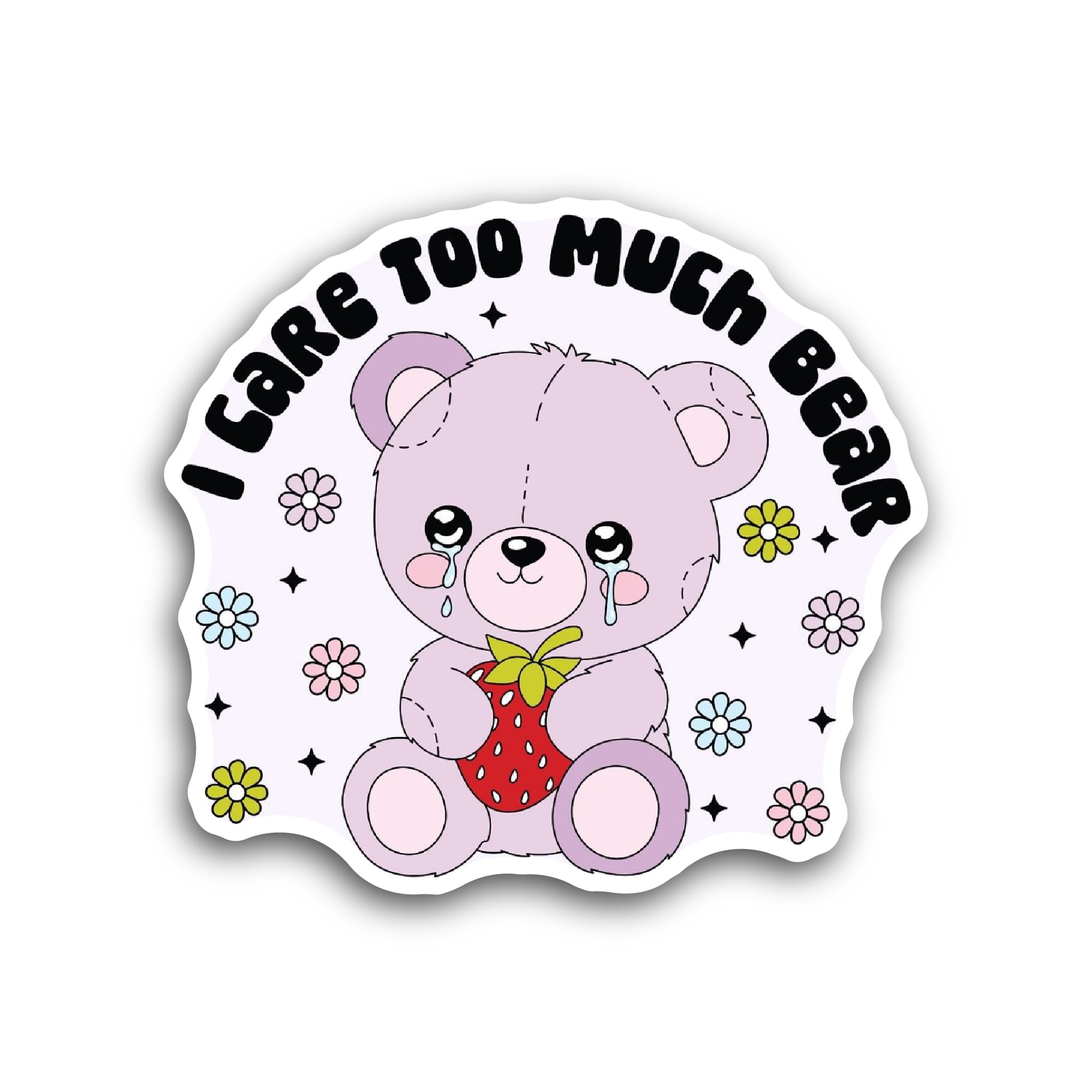 2 (Pieces) 3" and 5" I Care Too Much Bear Sticker, Waterproof Vinyl Decals for Many Purpose Like Car