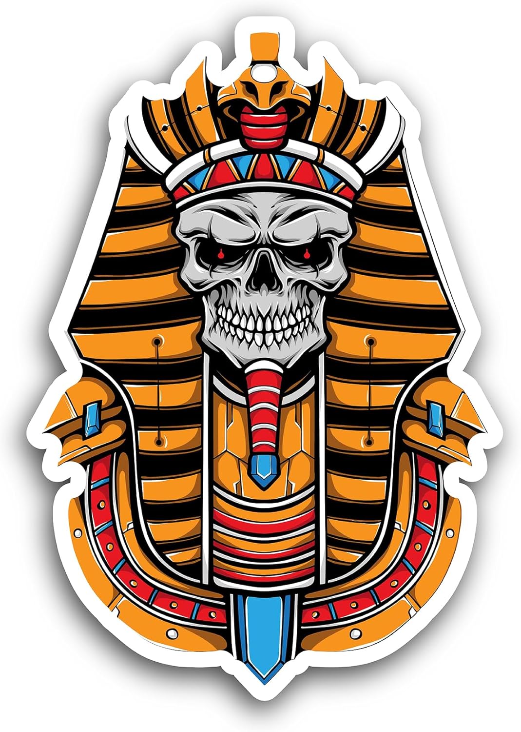 2 (Pieces) 3" and 5" Pharaoh Skull Sticker, Waterproof Vinyl Decals for Many Purpose Like Cars, Trucks, Laptops, Phones, Windows and More