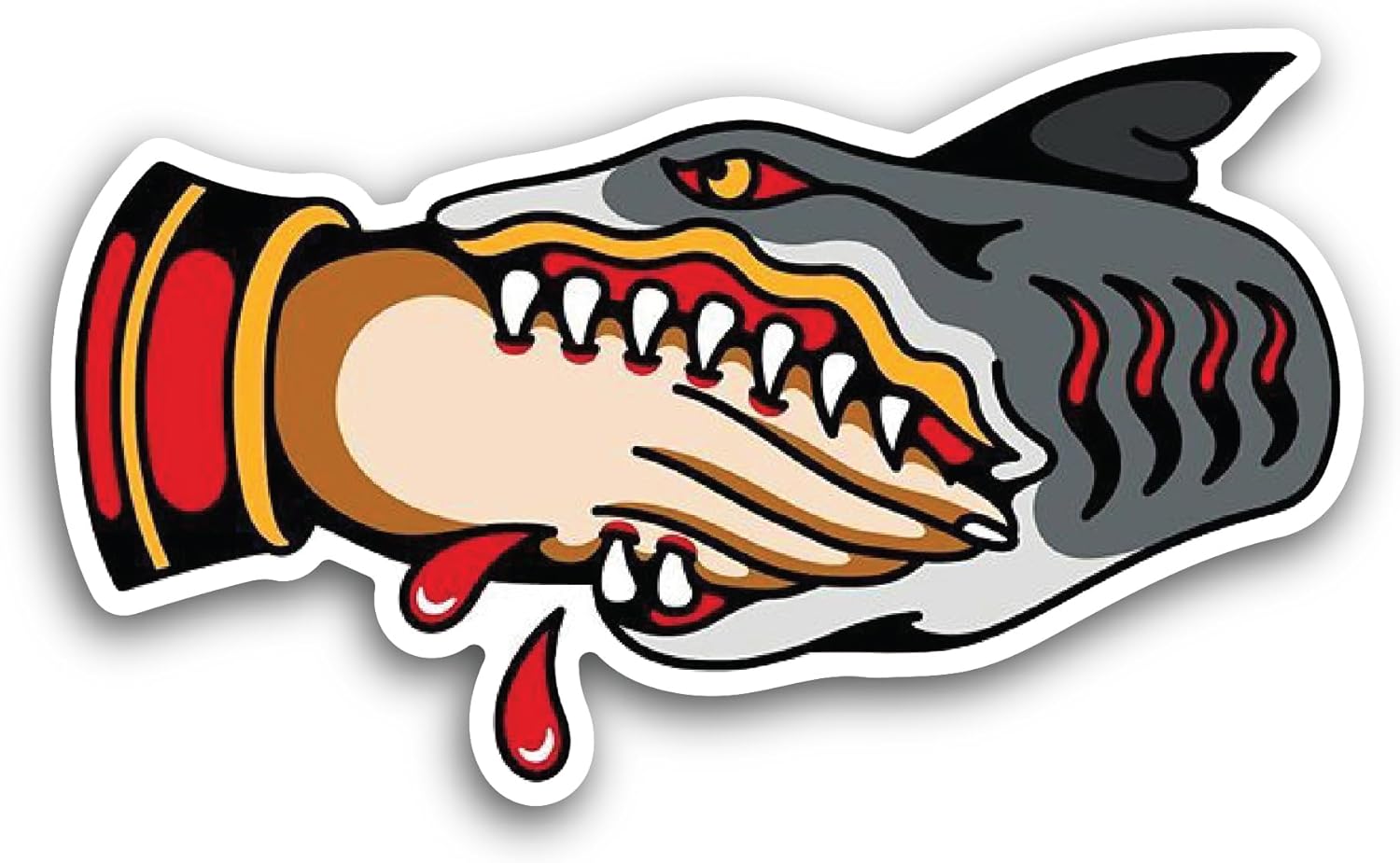 2 (Pieces) 3" and 5" Handshake with Shark Sticker, Waterproof Vinyl Decals for Many Purpose Like Cars, Trucks, Laptops, Phones, Windows and More