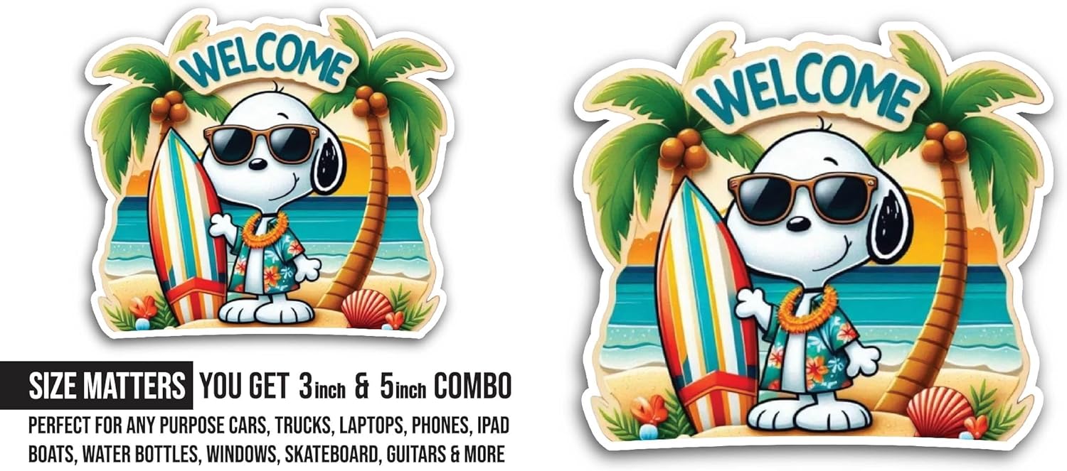 2 (Pieces) 3" and 5" Welcome Sticker, Waterproof Vinyl Decals for Many Purpose Like Cars, Trucks, Laptops, Phones, Windows and More