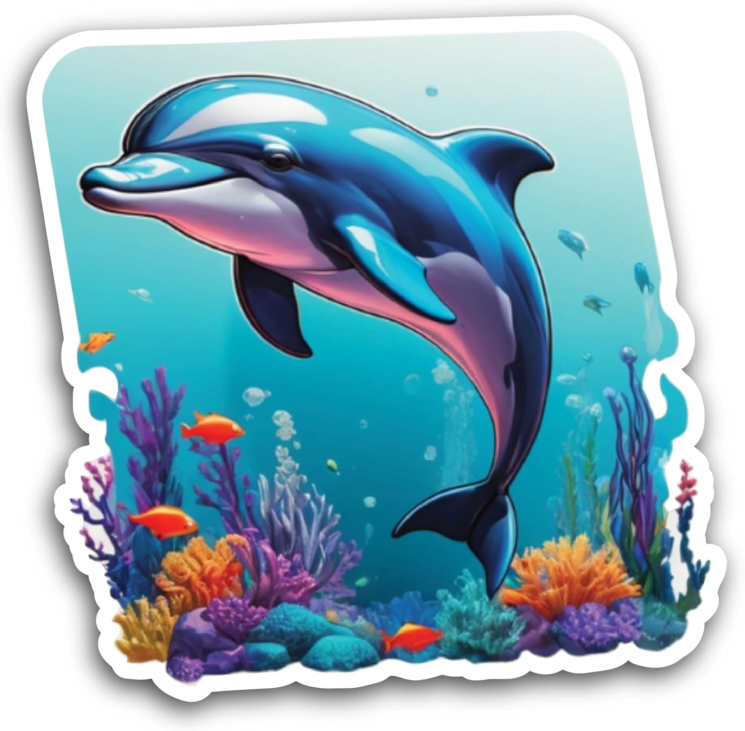 2 (Pieces) 3" and 5" Dolphin in The Water Sticker, Waterproof Vinyl Decals for Many Purpose Like Cars, Trucks, Laptops, Phones, Windows and More
