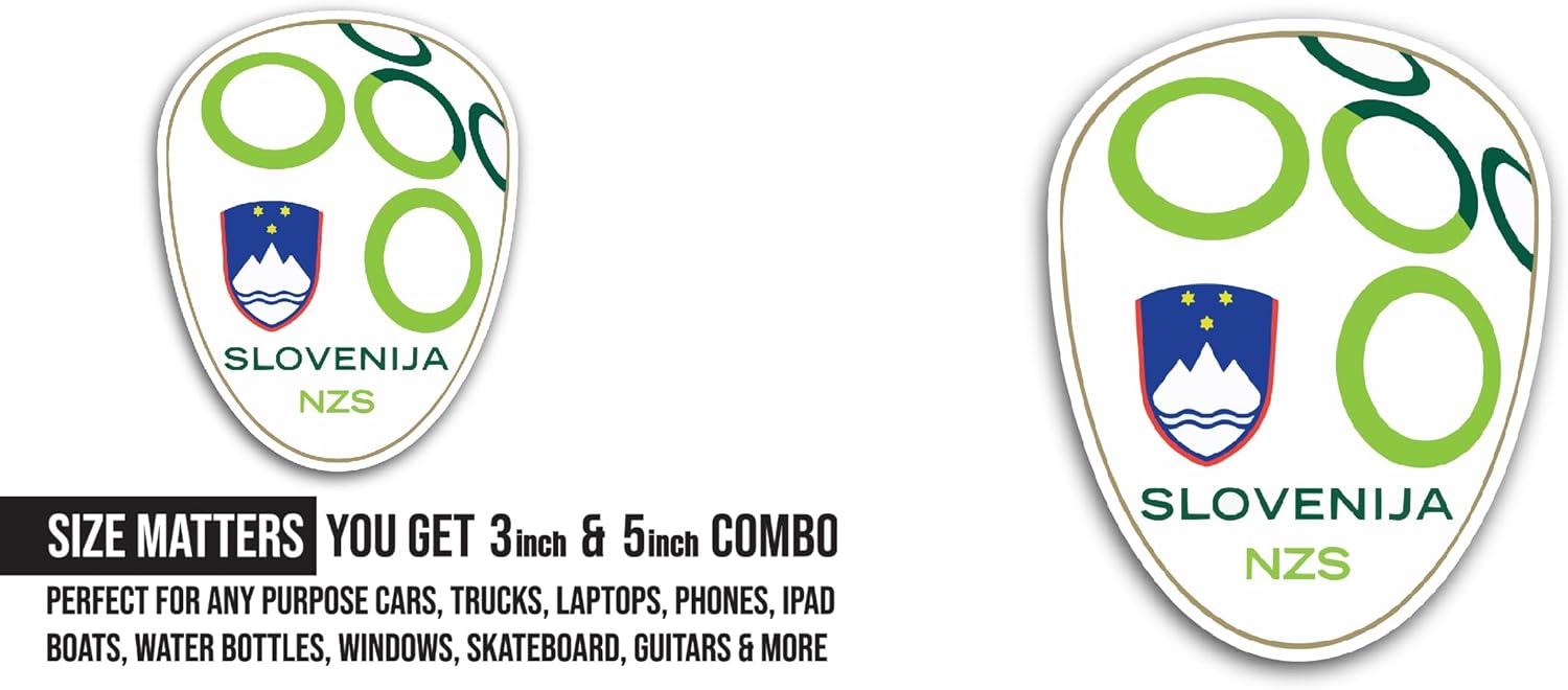 2 (Pieces) 3" and 5" Sl0venia Football Sticker, Waterproof Vinyl Decals for Many Purpose Like Cars, Trucks, Laptops, Phones, Windows and More