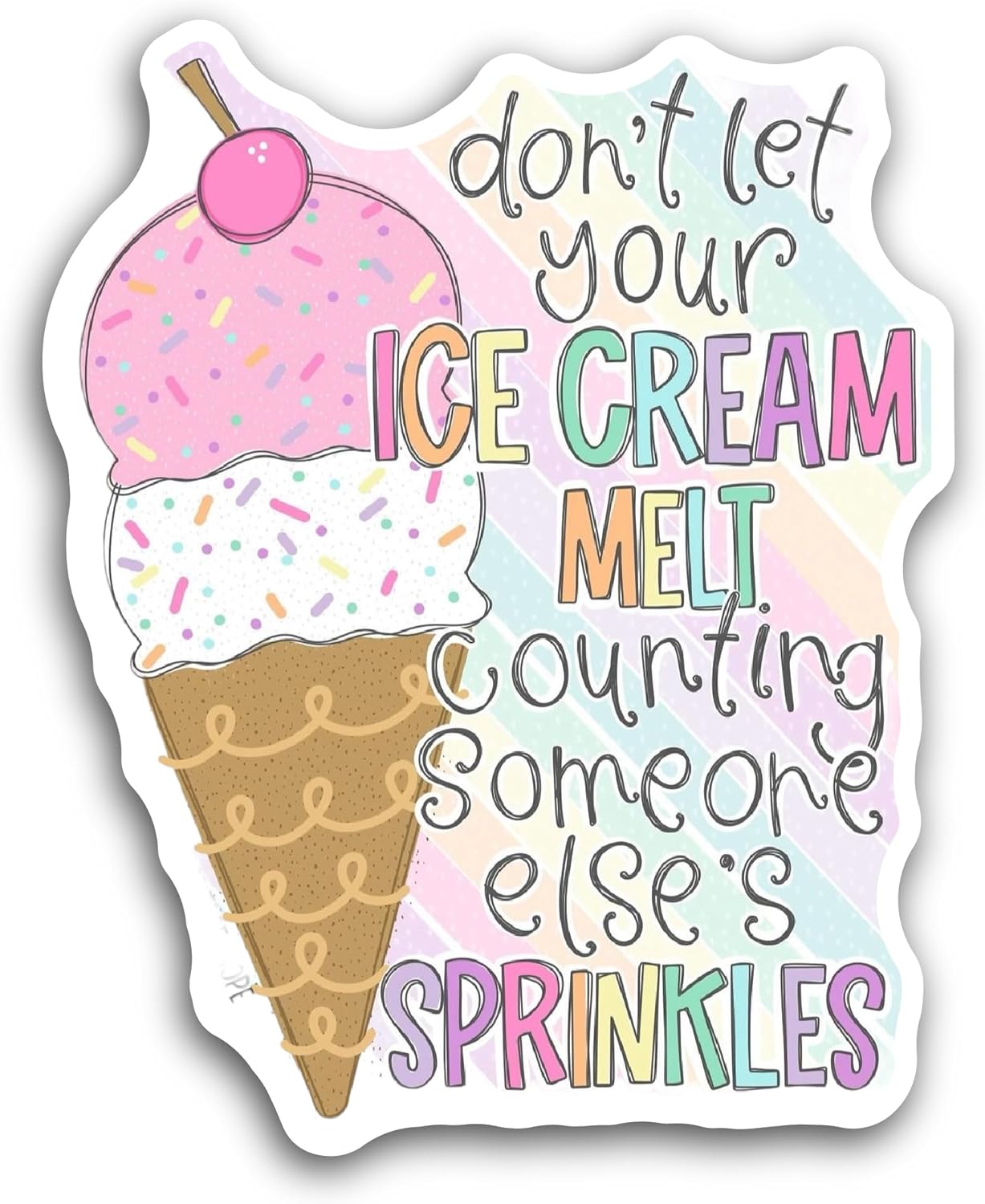 2 (Pieces) 3" and 5" Don't Let Your Ice Cream Melt Sticker, Waterproof Vinyl Decals for Many Purpose Like Cars, Trucks, Laptops, Phones, Windows and More