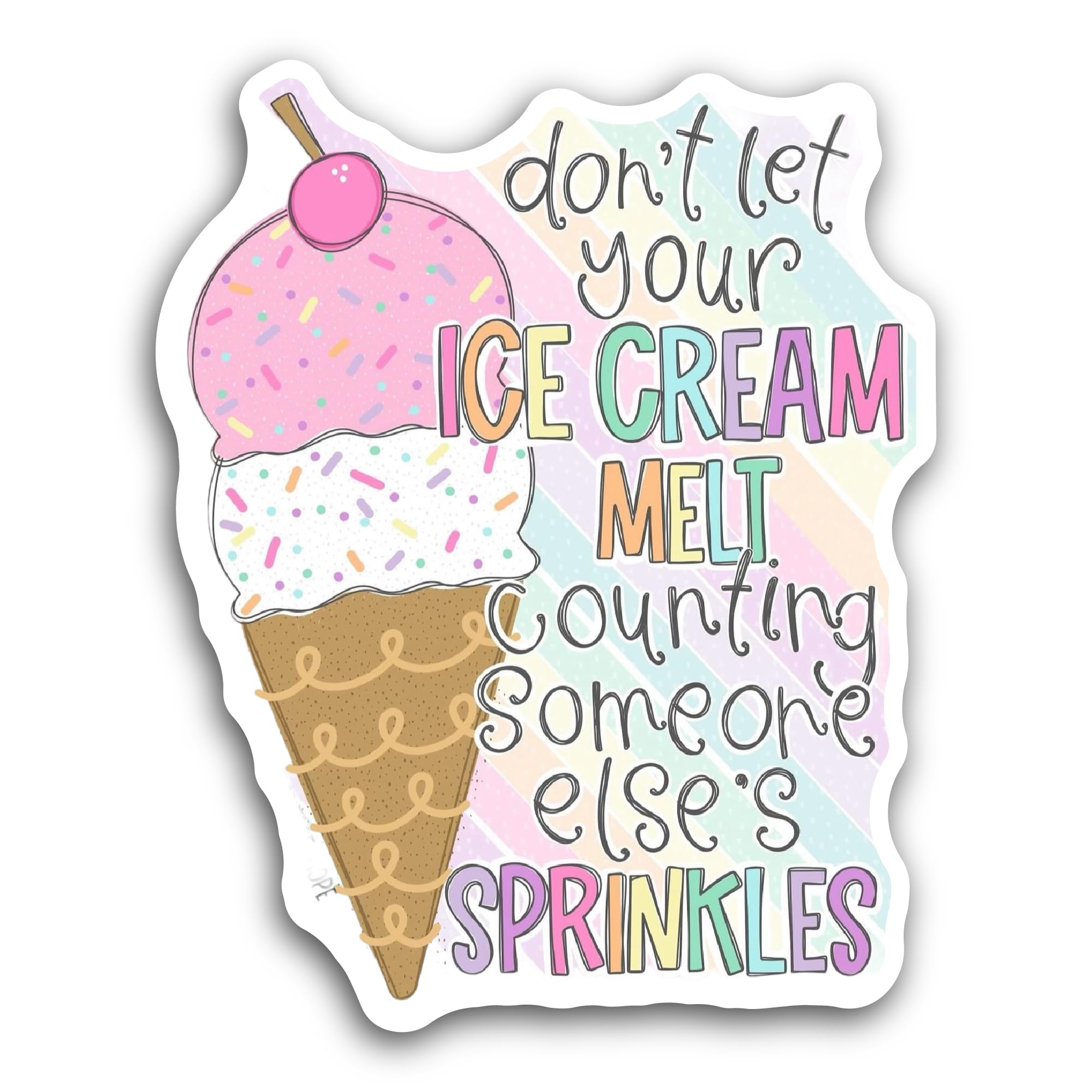 2 (Pieces) 3" and 5" Don't Let Your Ice Cream Melt Sticker, Waterproof Vinyl Decals for Many Purpose