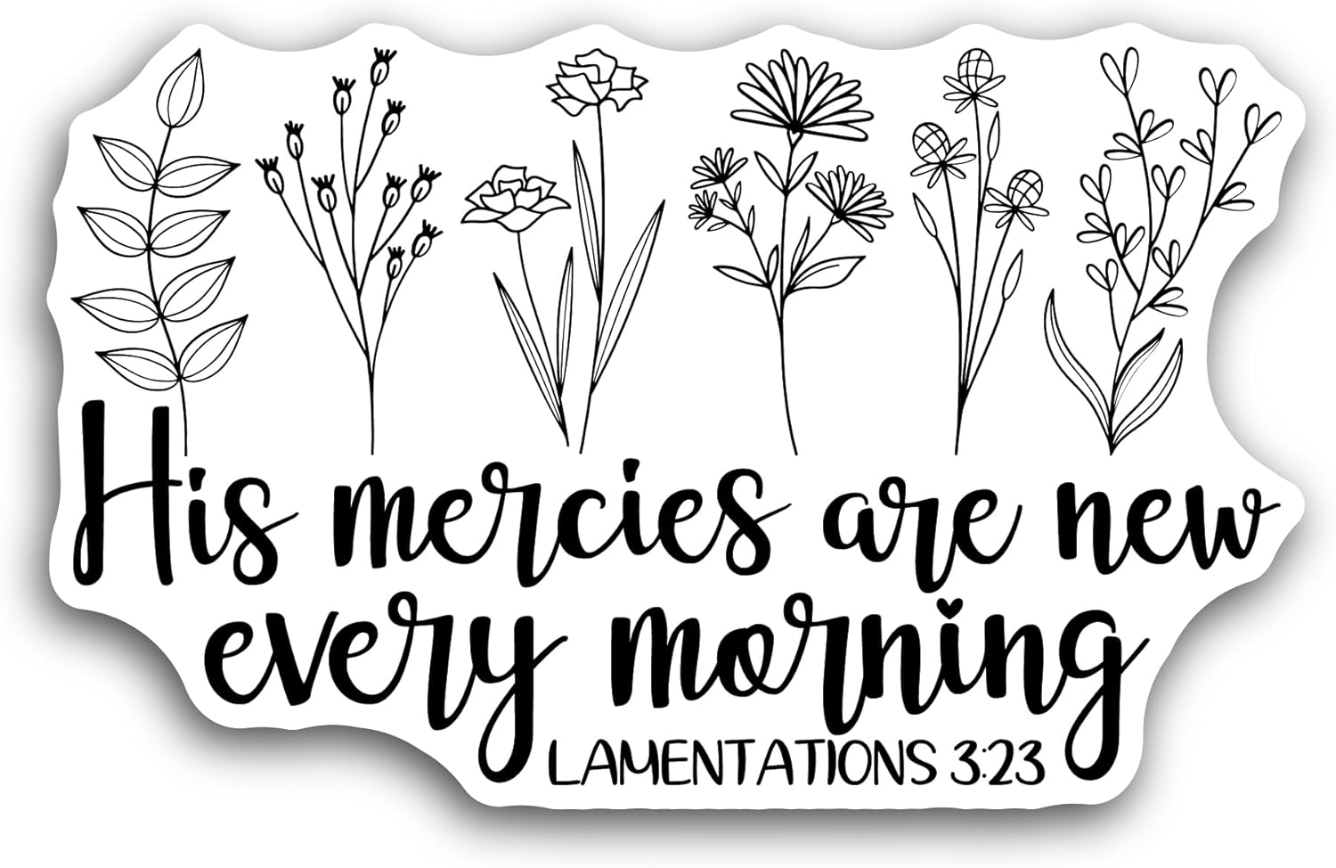 2 (Pieces) 3" and 5" His Mercies are New Every Morning Sticker, Waterproof Vinyl Decals for Many Purpose Like Cars, Trucks, Laptops, Phones, Windows and More