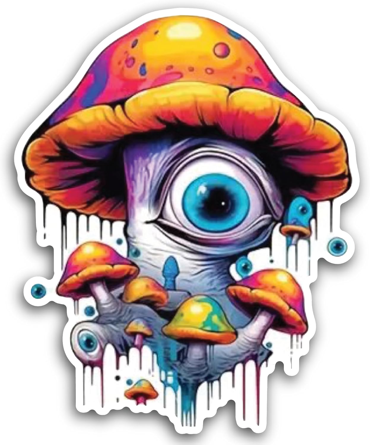 2 (Pieces) 3" and 5" Many Mushrooms Decal Sticker,Waterproof Vinyl Decals for Many Purpose Like Cars, Trucks, Laptops, Phones, Windows and More