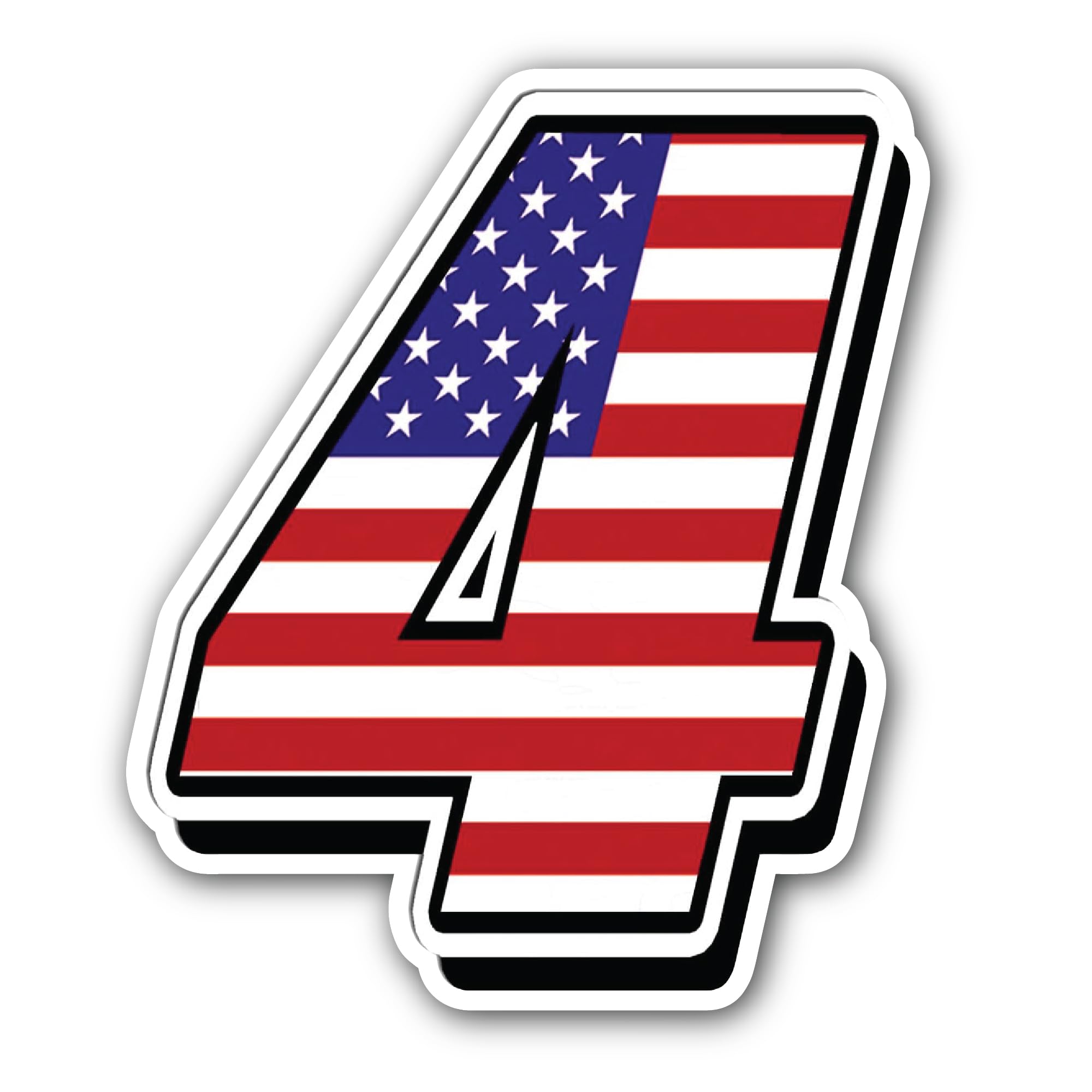 2 (Pieces) 3" and 5" American Flag in Number 4 Sticker, Waterproof Vinyl Decals for Many Purpose Lik