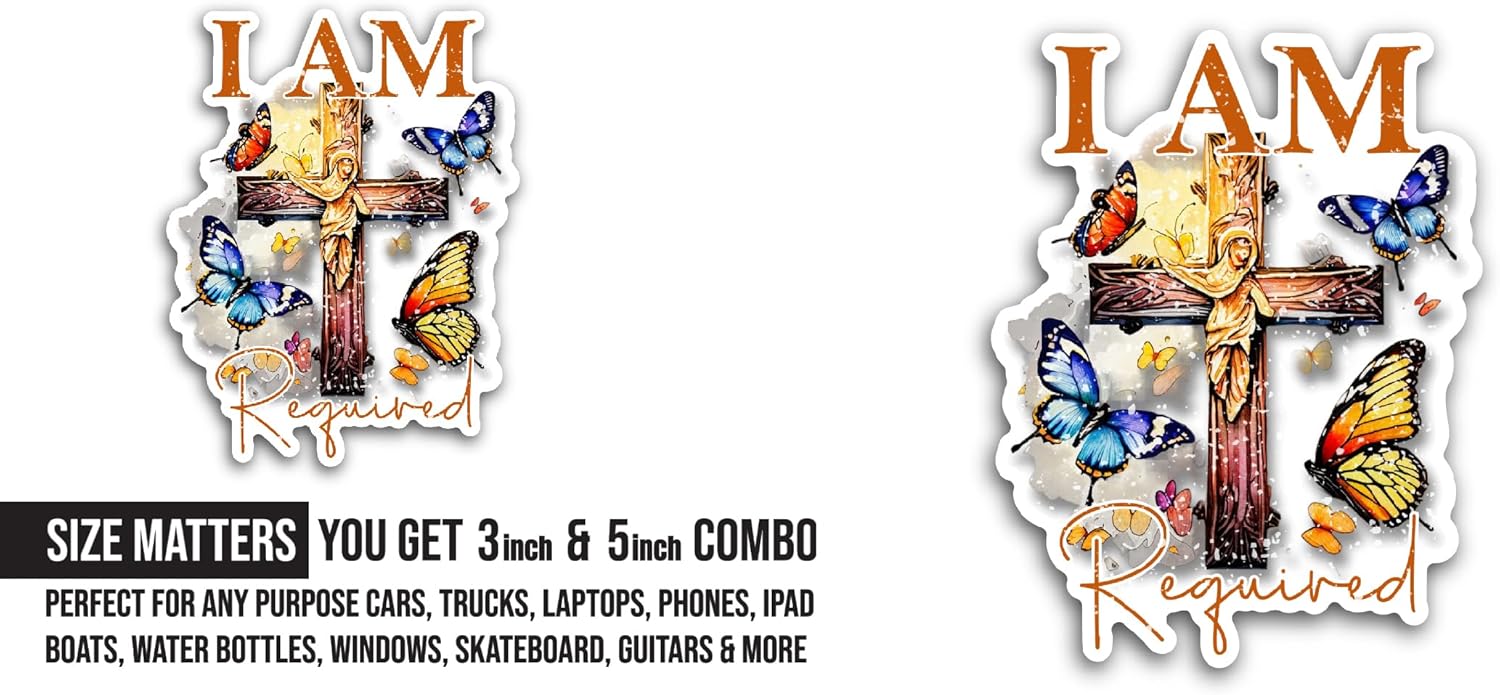 2 (Pieces) 3" and 5" I Am Sticker, Waterproof Vinyl Decals for Many Purpose Like Cars, Trucks, Laptops, Phones, Windows and More