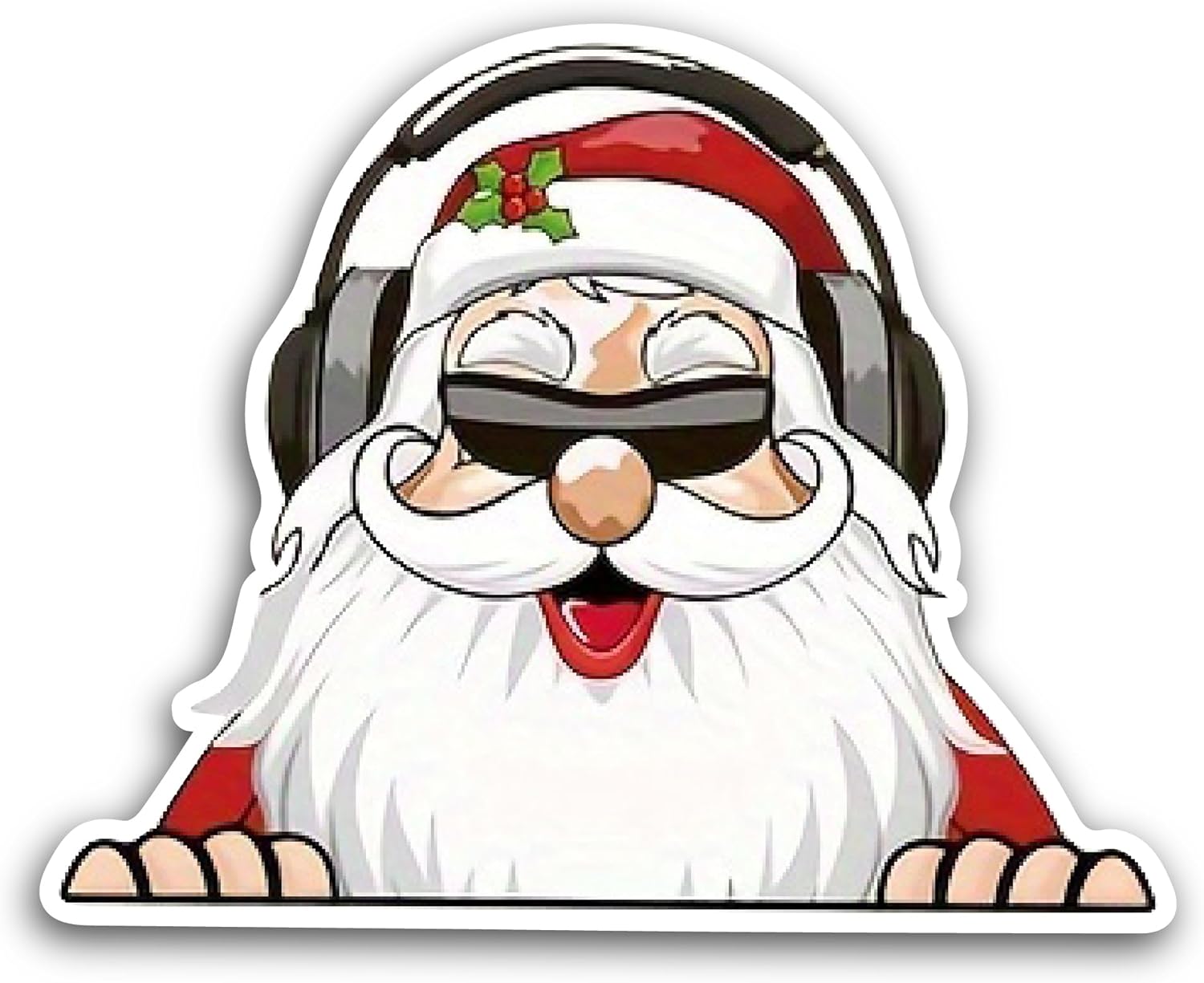 2 (Pieces) 3" and 5" Santa with Sunglasses Sticker, Waterproof Vinyl Decals for Many Purpose Like Cars, Trucks, Laptops, Phones, Windows and More
