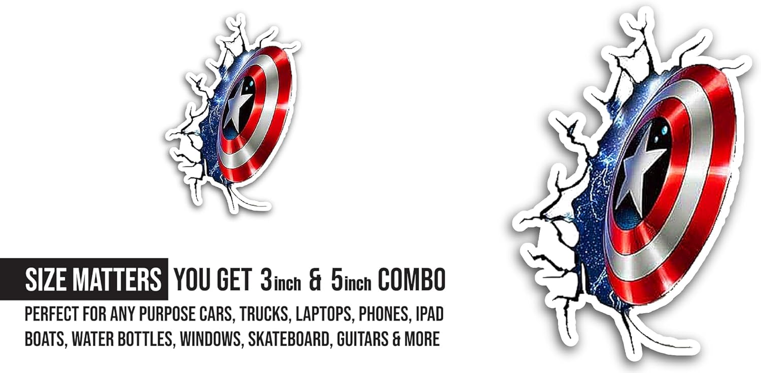 2 (Pieces) 3" and 5" Shield Sticker, Waterproof Vinyl Decals for Many Purpose Like Cars, Trucks, Laptops, Phones, Windows and More