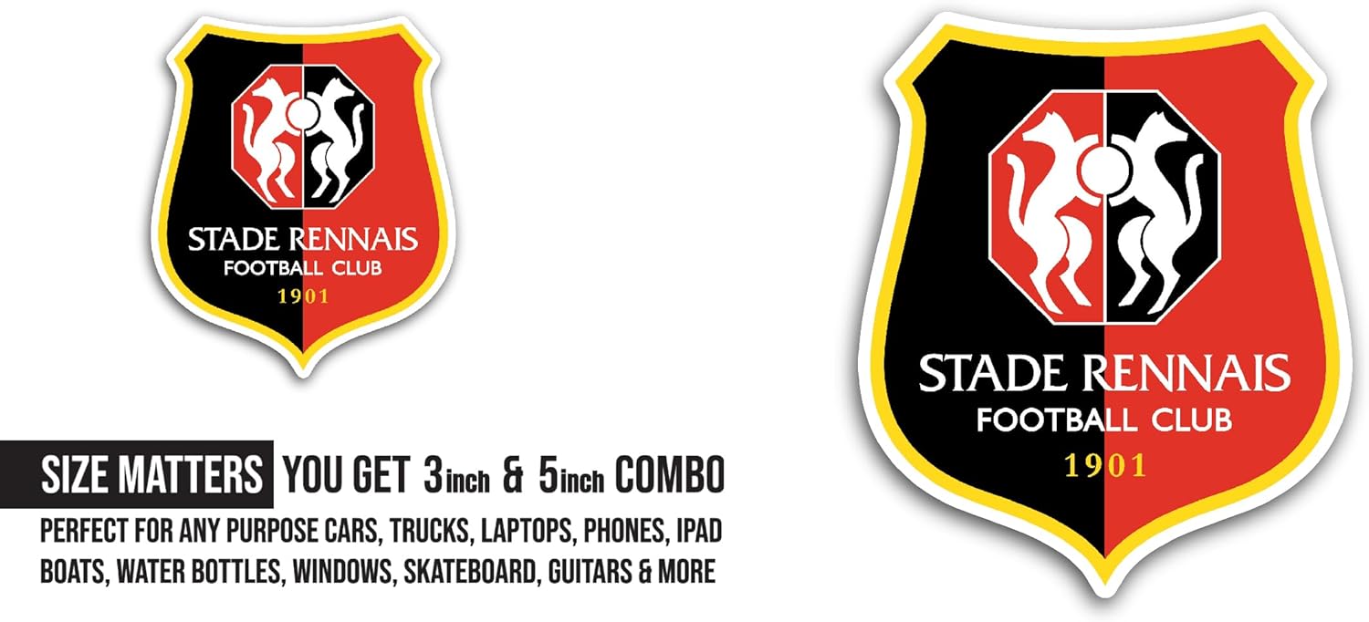 2 (Pieces) 3" and 5" St@de Rennais Sticker, Waterproof Vinyl Decals for Many Purpose Like Cars, Trucks, Laptops, Phones, Windows and More